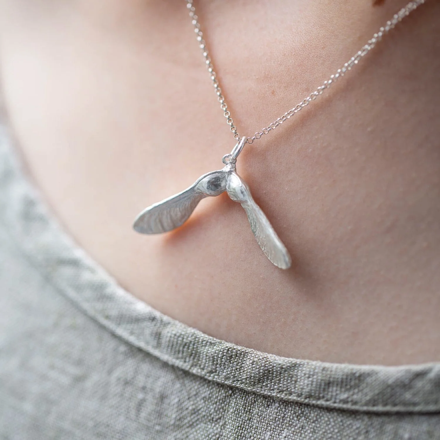 Nature inspired jewellery - sycamore seed necklace