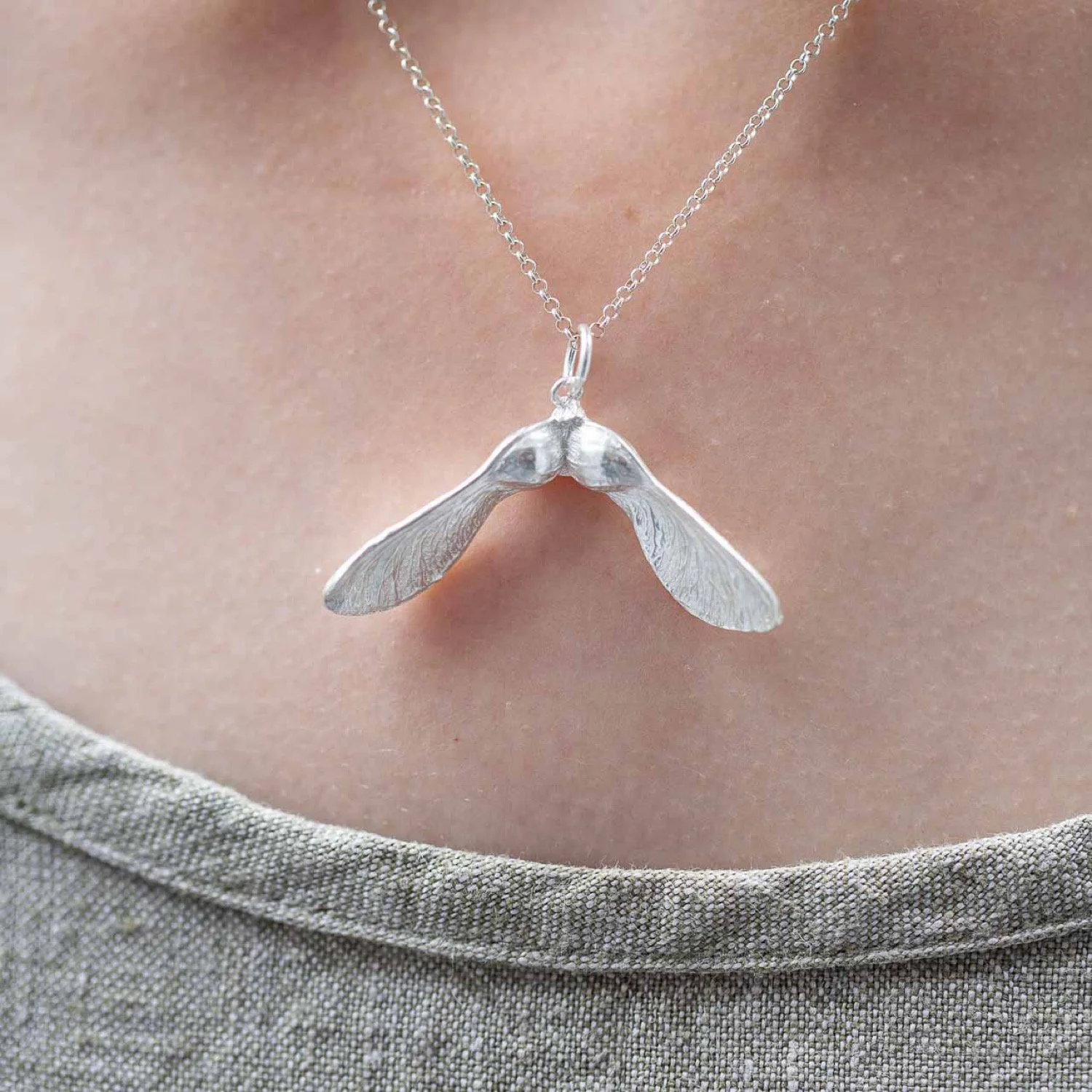 Sterling silver sycamore necklace - nature jewellery