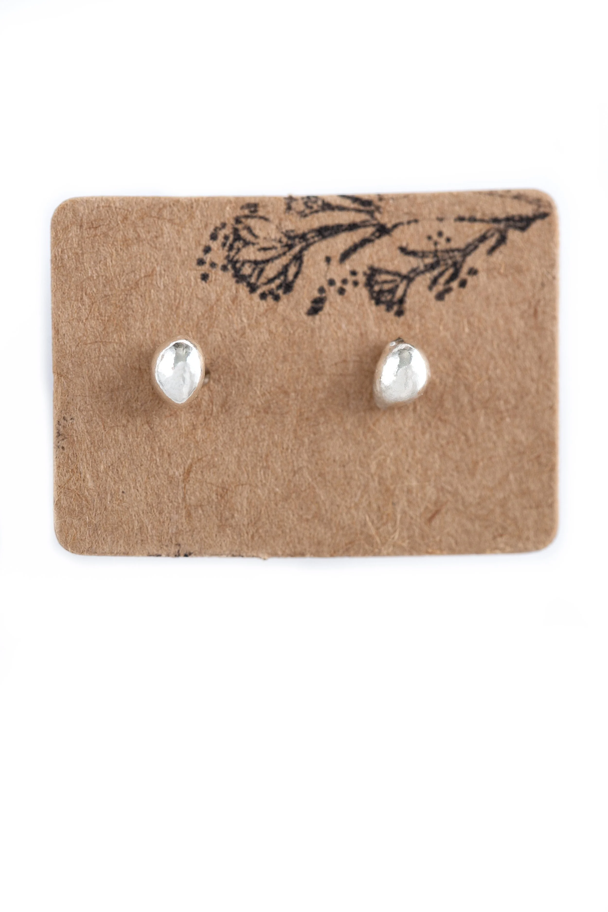 small simple silver earrings gift - handmade