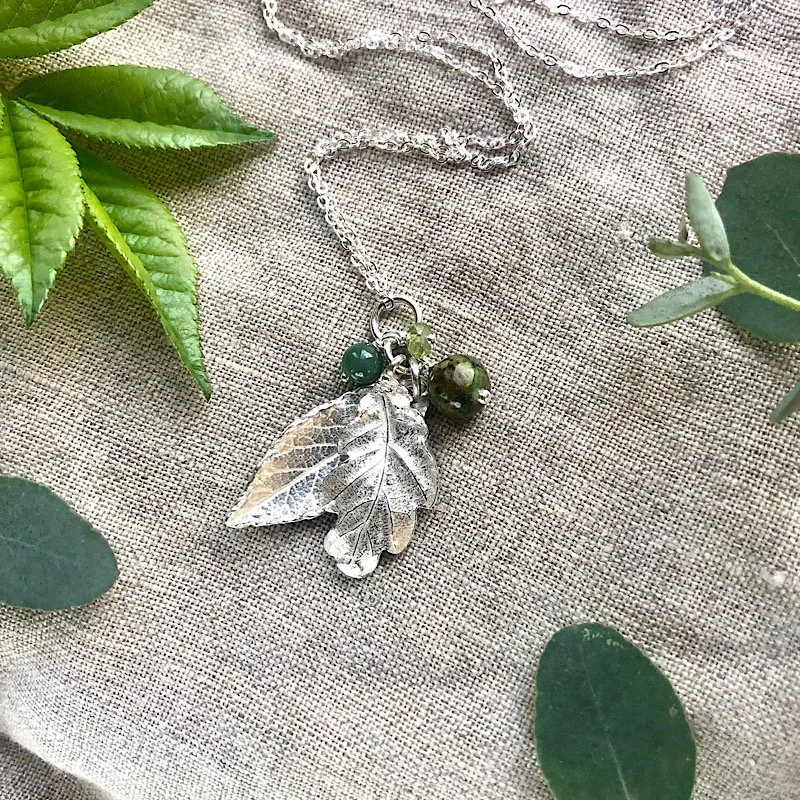 Silver Double Leaf Necklace
