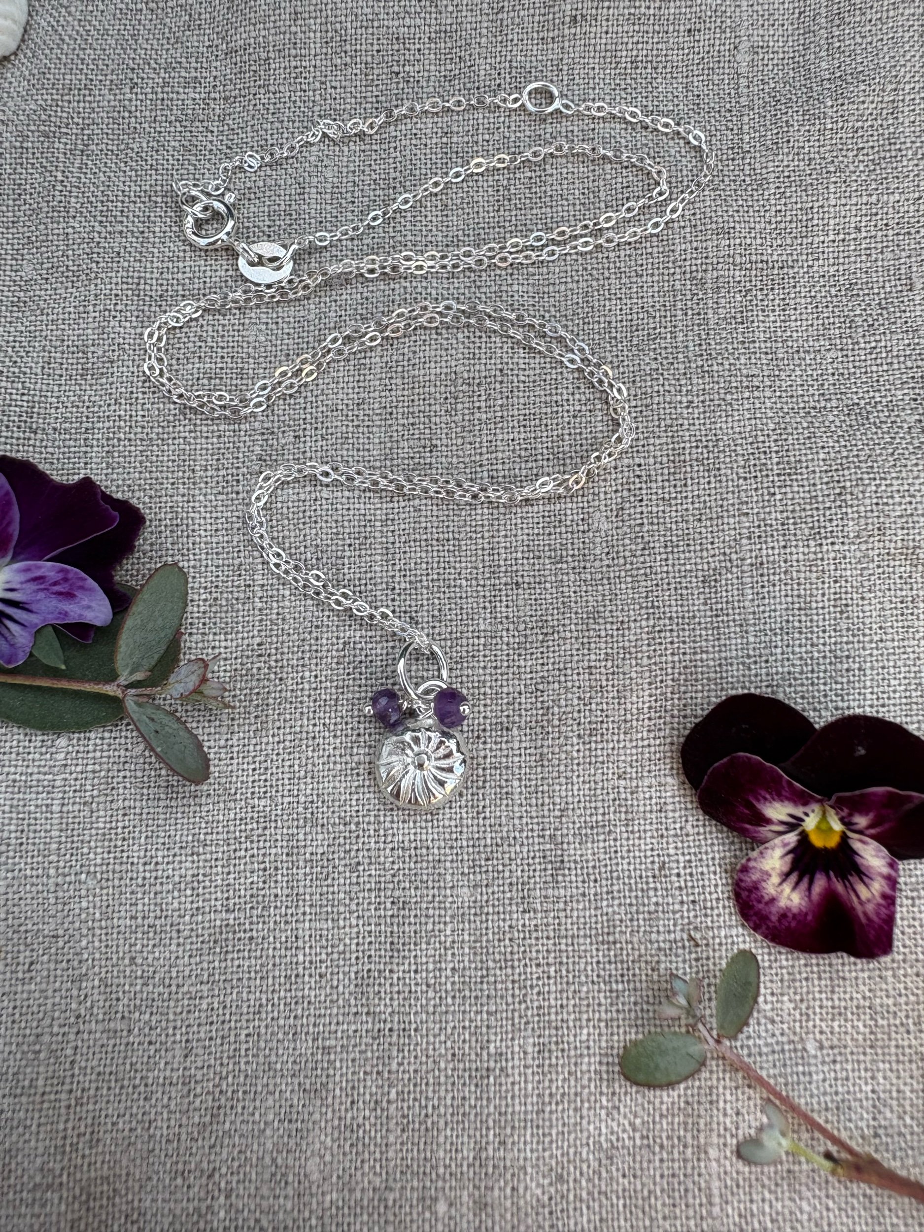 simple flower necklace with any gemstones - handmade in UK
