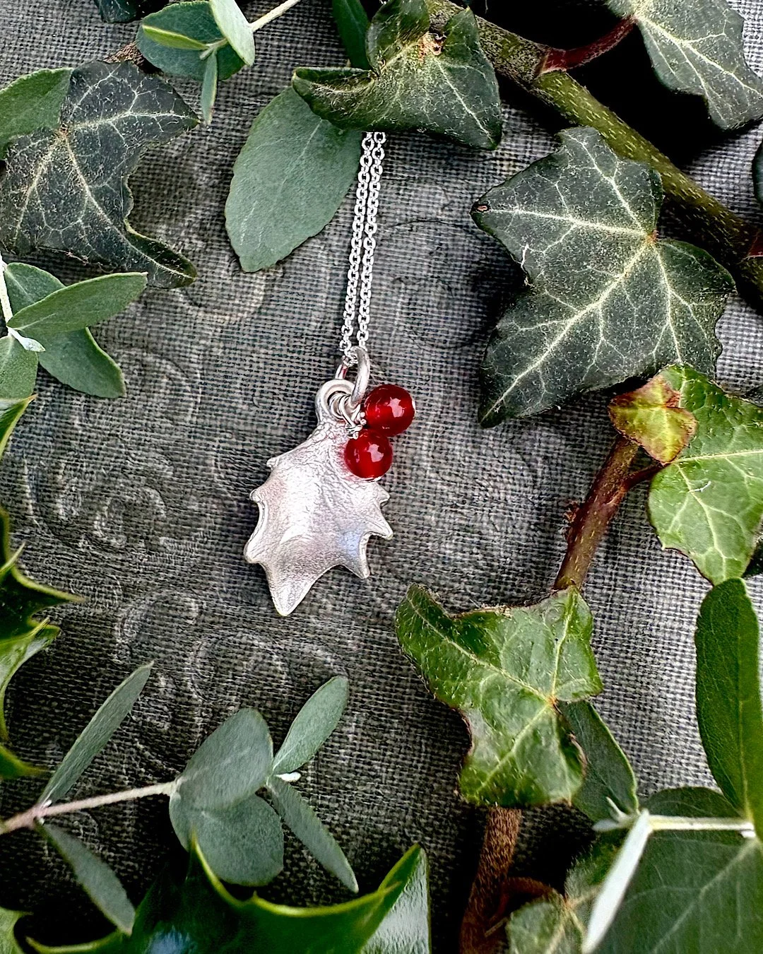Silver Holly Leaf Necklace - Small
