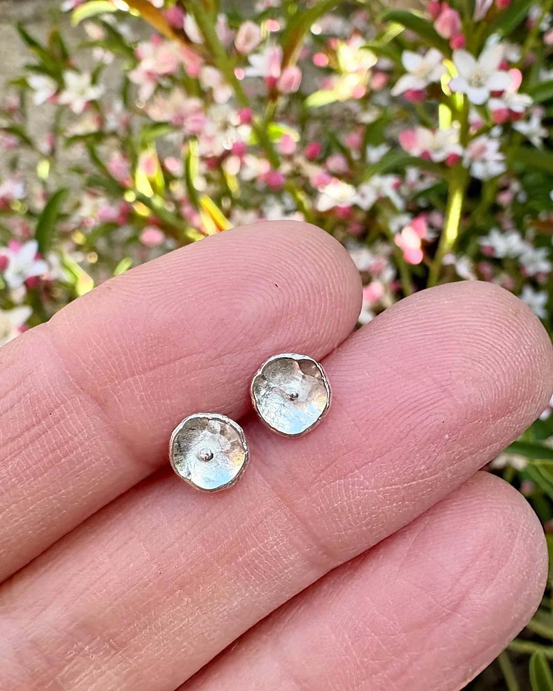 blossom silver stud earrings - handmade flower jewellery