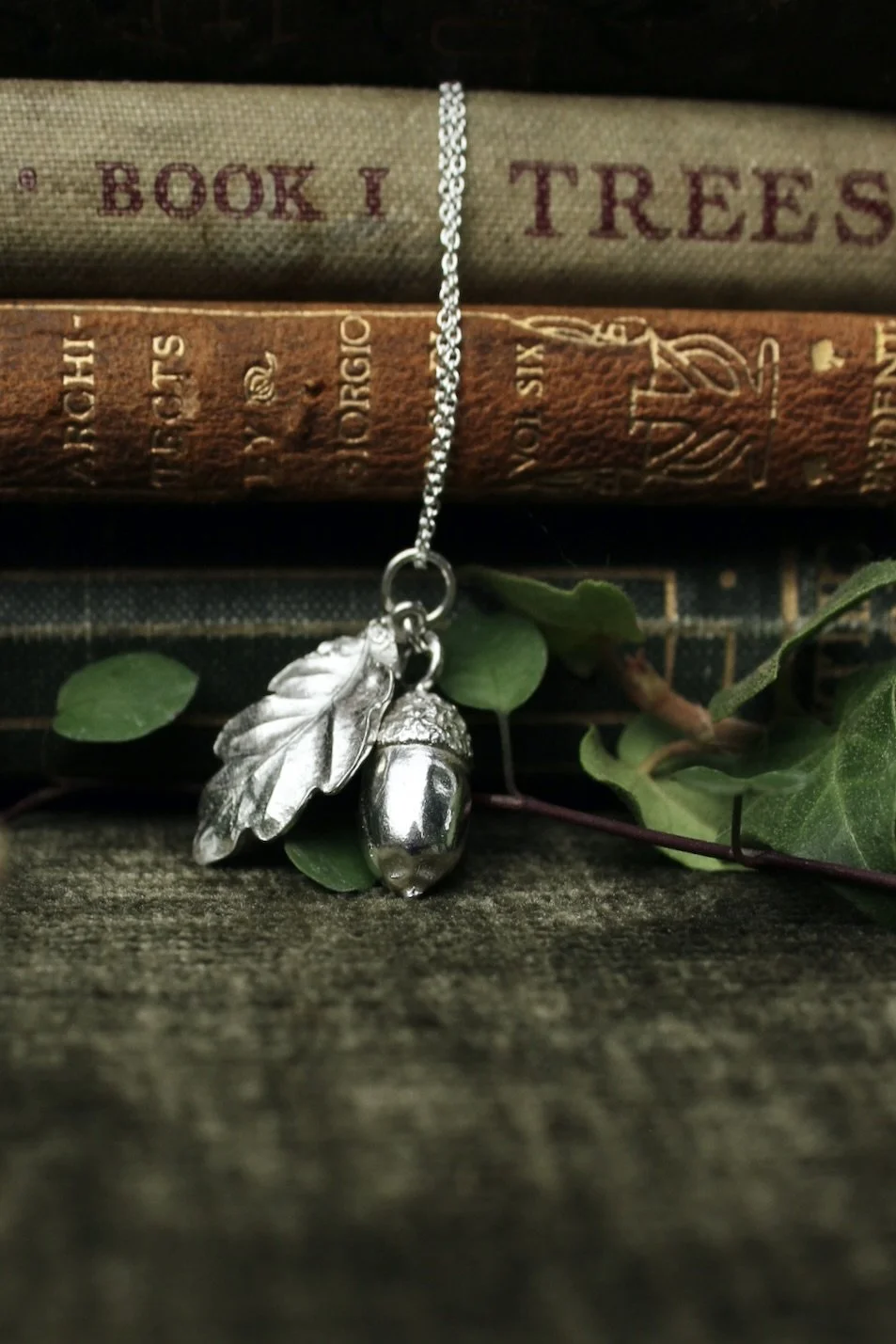 Silver Acorn and Oak Leaf Necklace