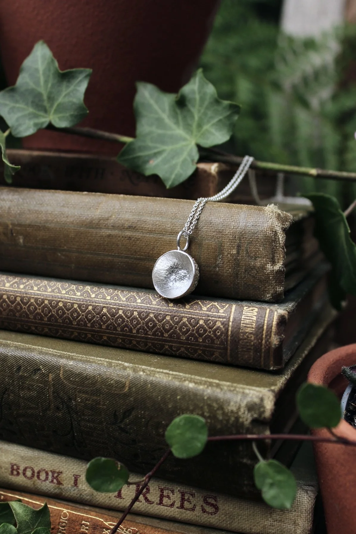 Silver Acorn Cap Necklace