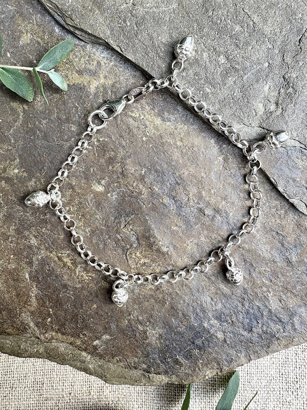 Silver Bracelet with Acorns