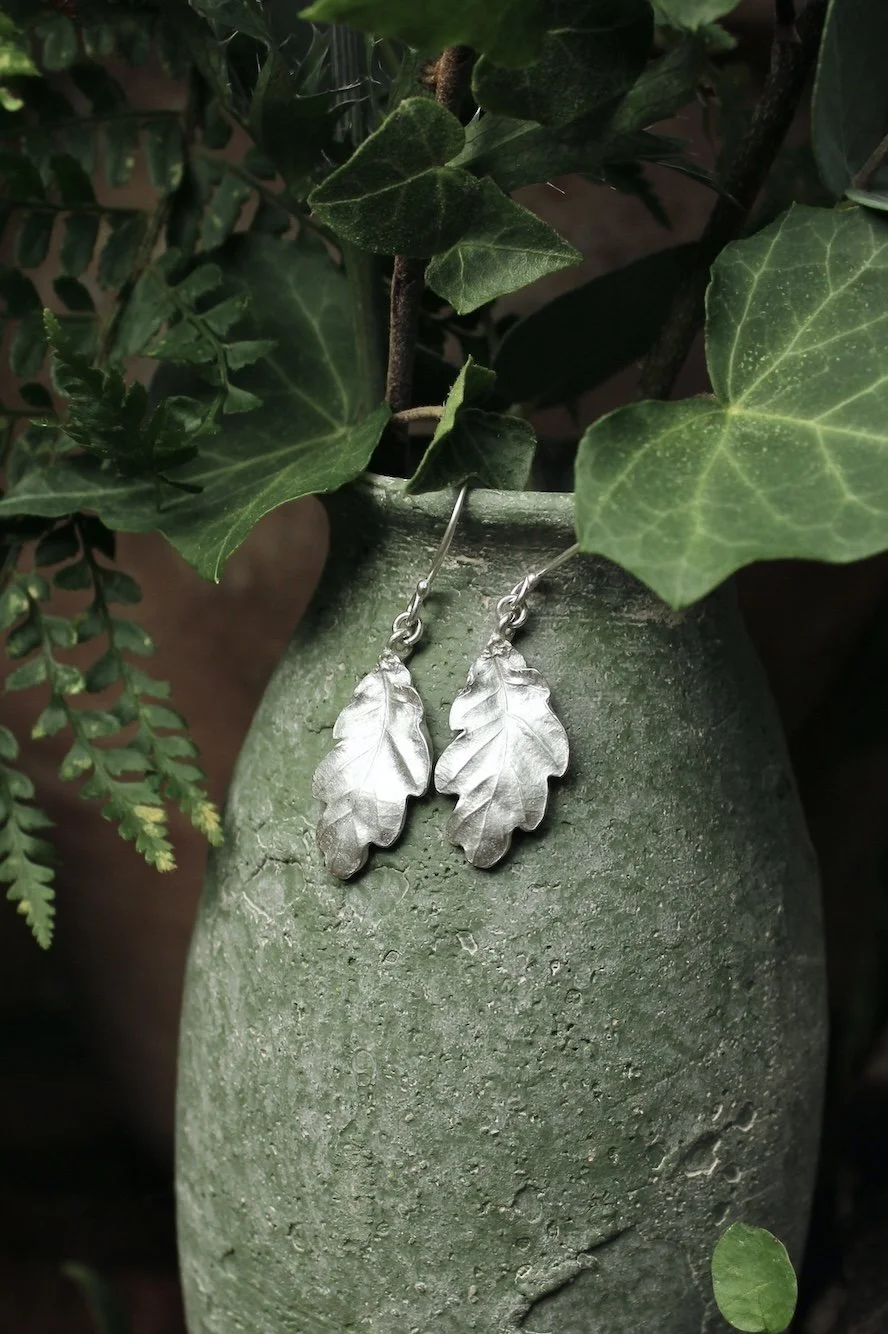 Sterling Silver Oak Leaf Earrings