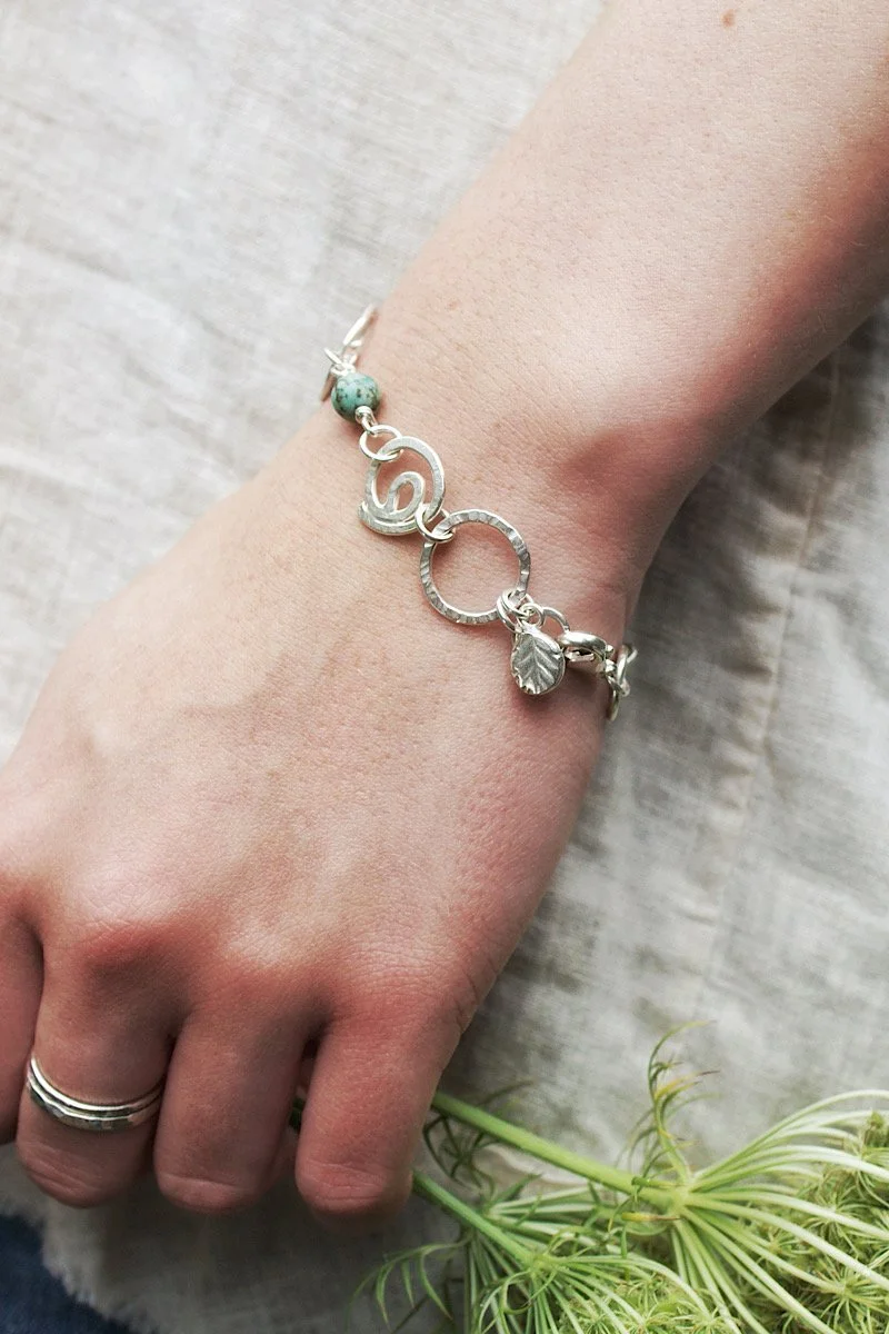 bohemian bracelet silver - handmade nature jewellery uk