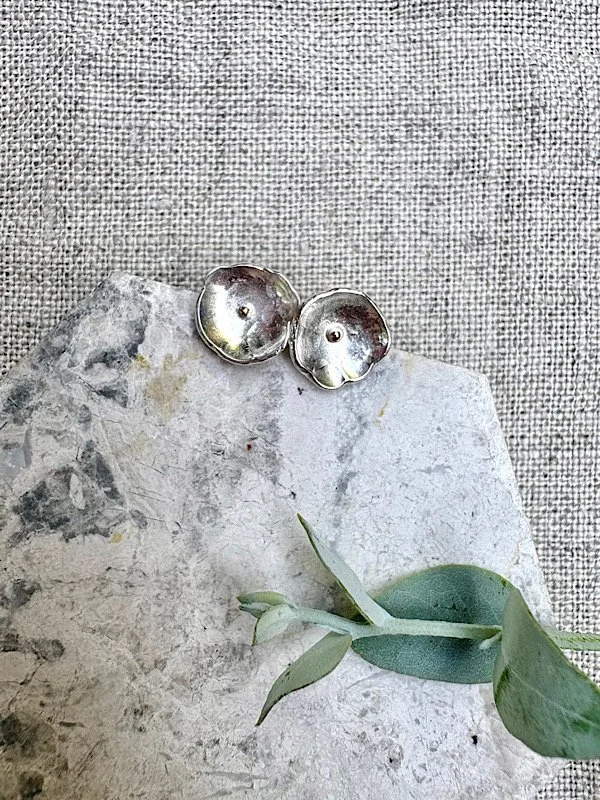 Silver Blossom Flower Studs with 9 Carat Gold