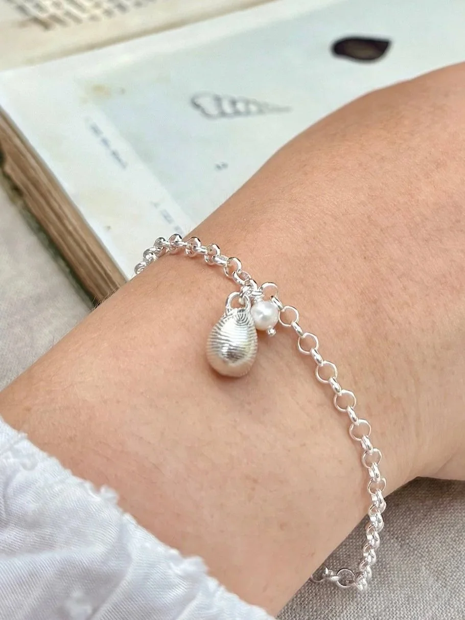 Sterling Silver Cowrie Shell Bracelet