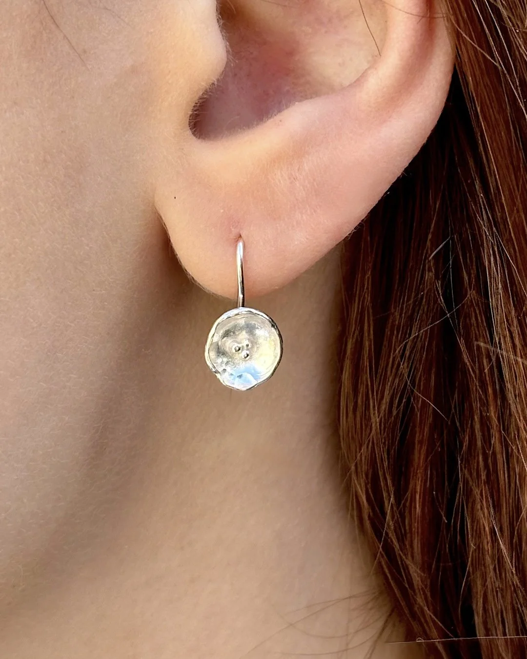 Silver Flower Drop Earrings