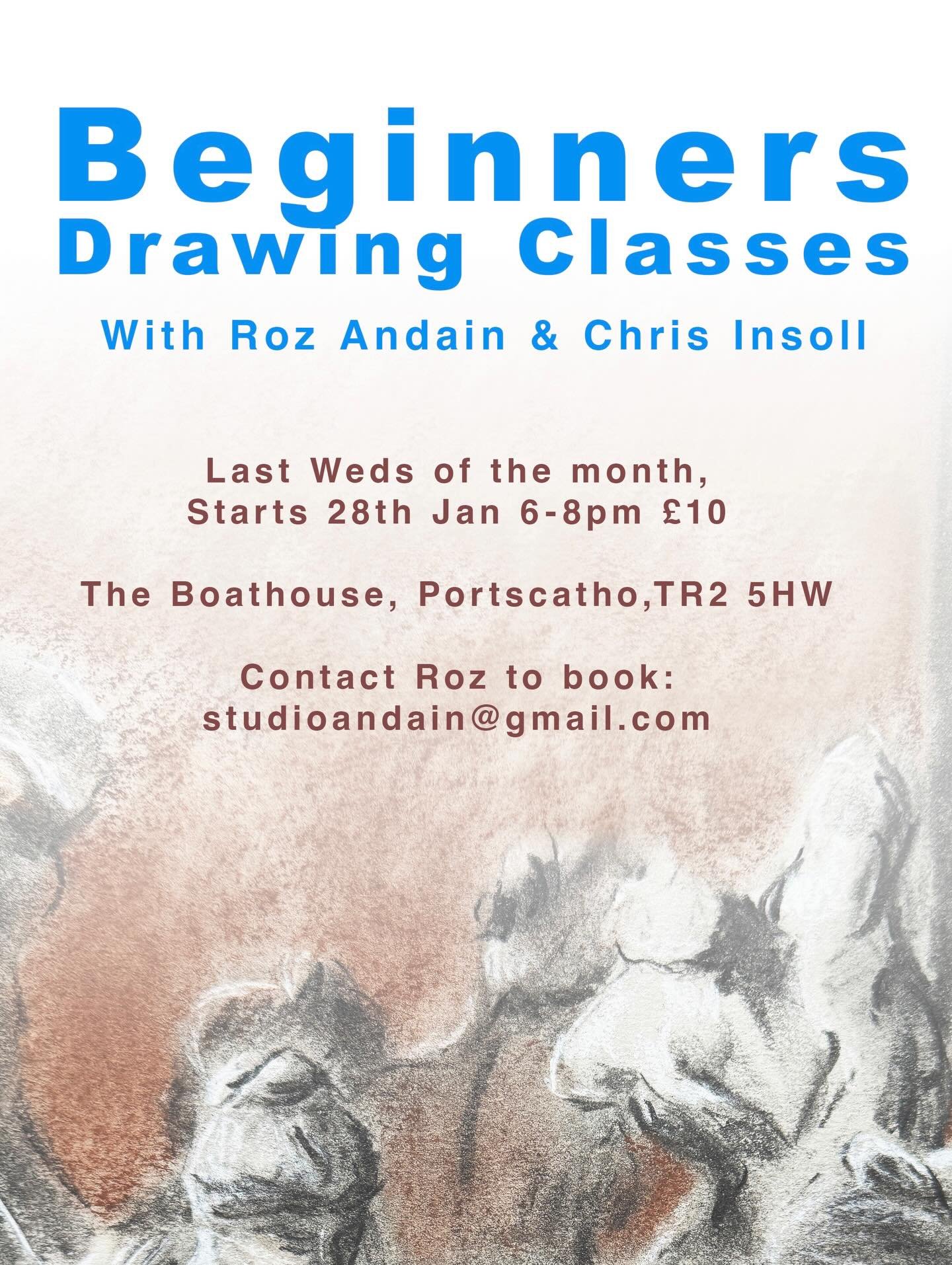 Join us at the end of the month for beginners drawing classes! 
No experience necessary, all you need is pencils &amp; paper (or sketchbook). 
Email or message me to book. 

Look forward to seeing you there!