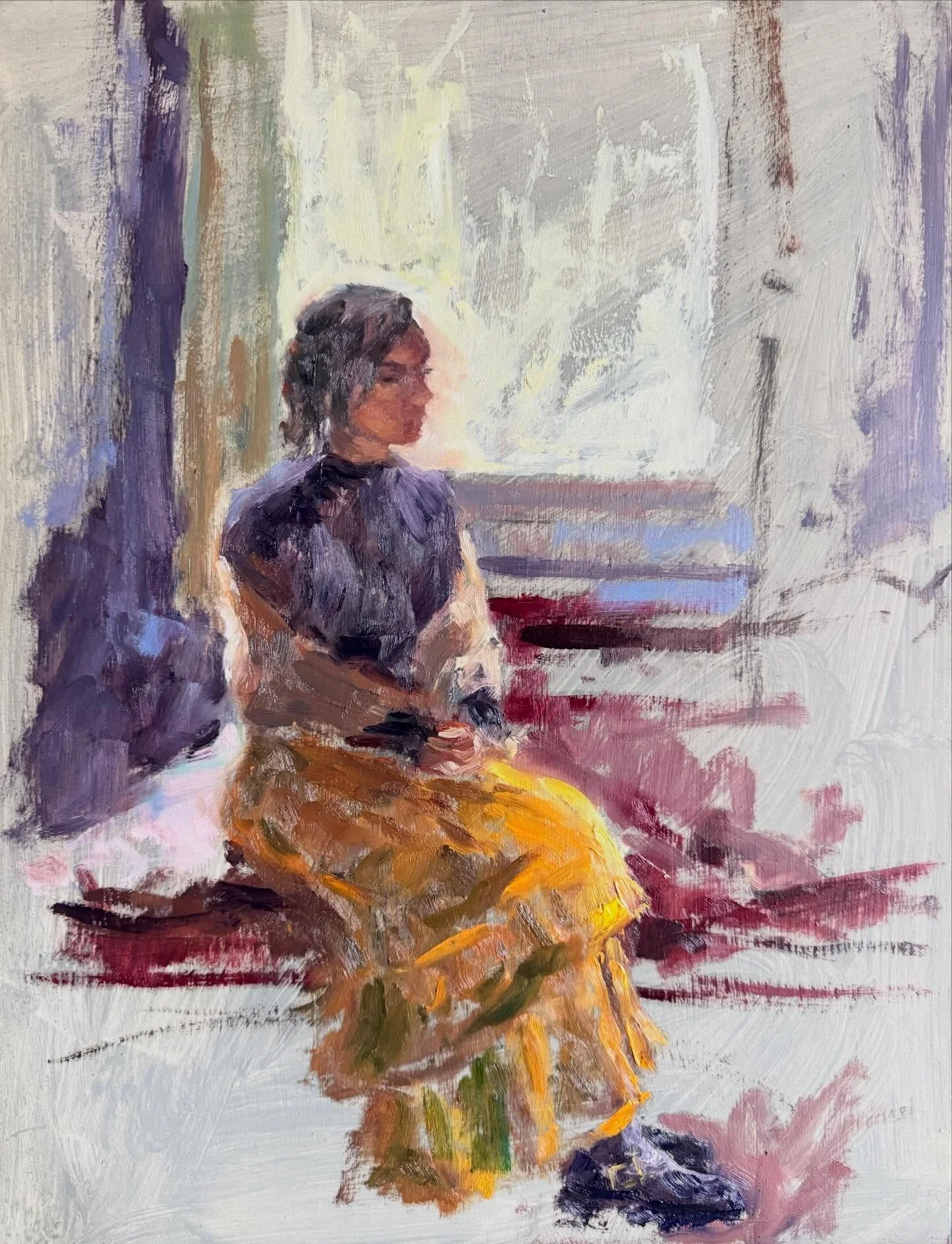 A study of my lovely model in the window. Part of my current interior project taking shape