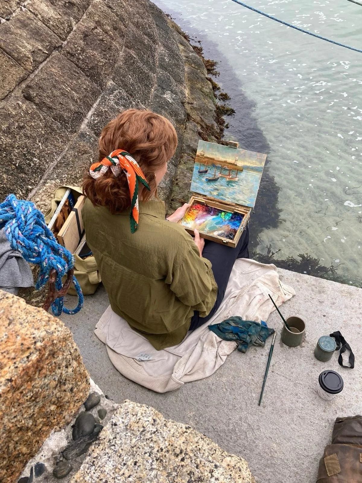 A great day in St Ives at the @stivessociety en plein air day. Thanks to all involved in organising, it was lovely to chat to so many people. After a bit of a misty start by mid afternoon we did see sunshine. #stives #enpleinair #cornishseascape