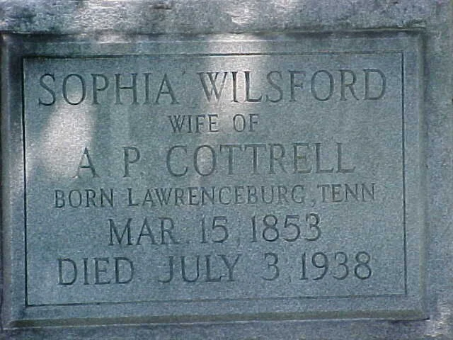 Gravestones of Sophia A. Cottrell &amp; Albert P. Cottrell