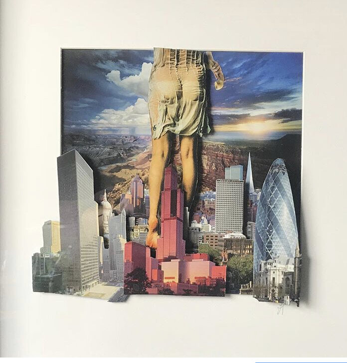 'Escape" 3D photo collage 50x50cm on Paper