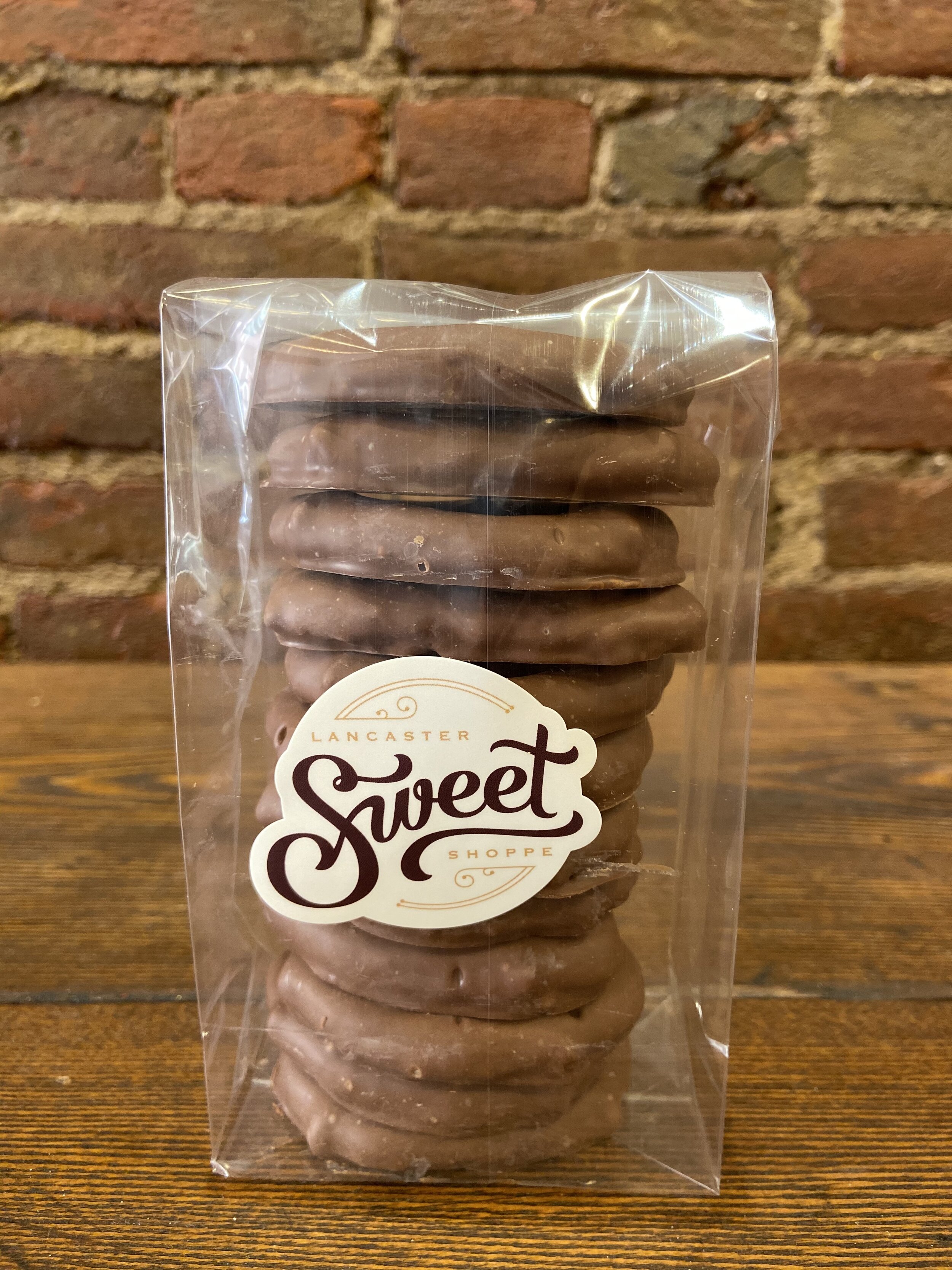 1/2 lb. CHOCOLATE COVERED PRETZELS — The Lancaster Sweet Shoppe