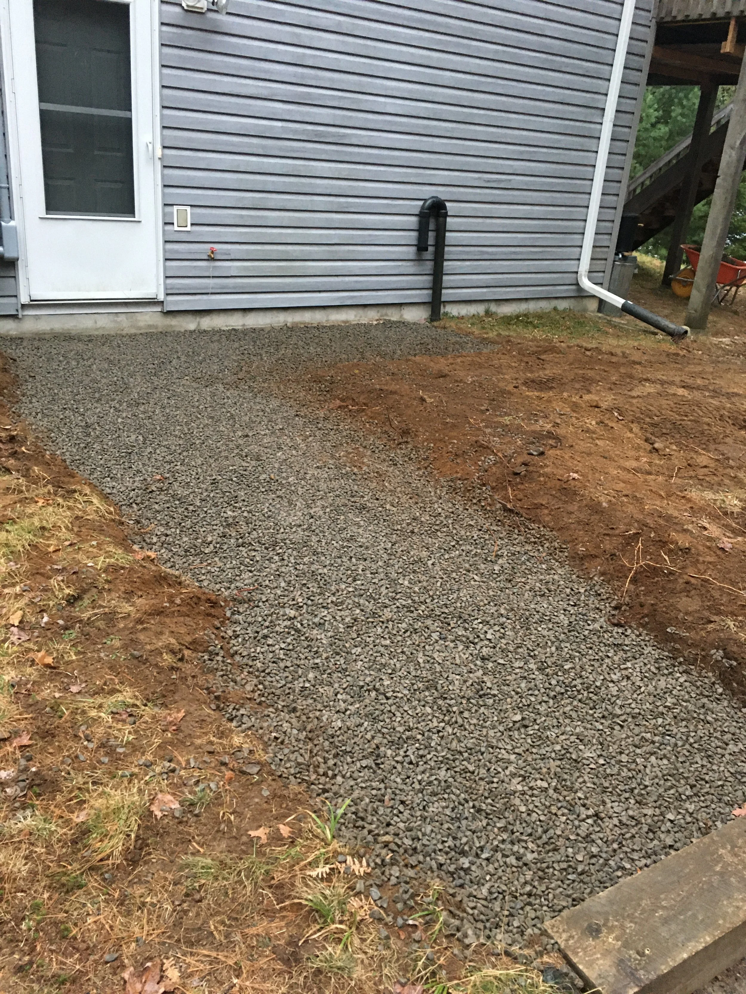 installation of a textured concrete slab sidewalk from Brooklin Barnboard Patio Slabs