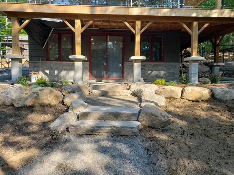 flagstone walkway with stone steps