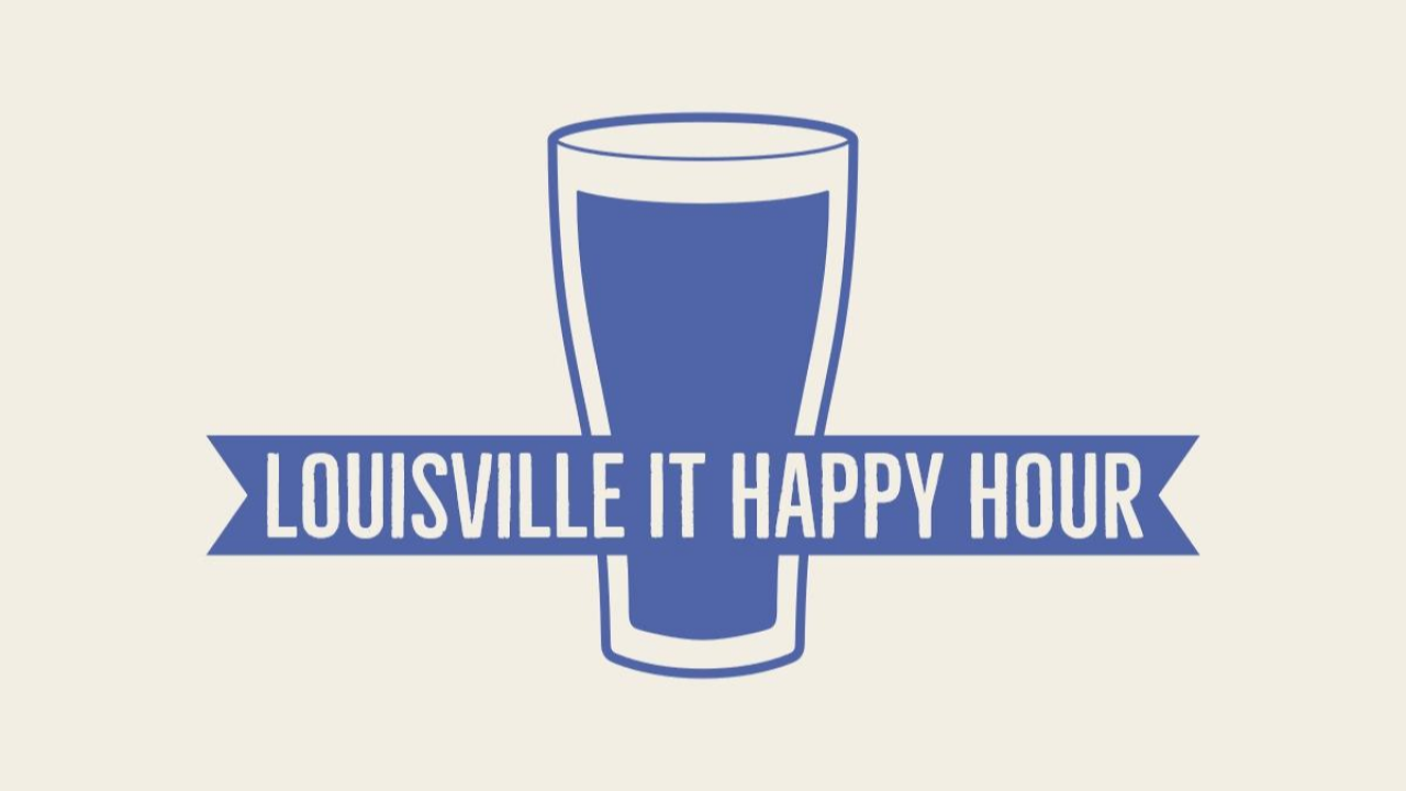Beer Glass with the words Louisville Happy Hour across