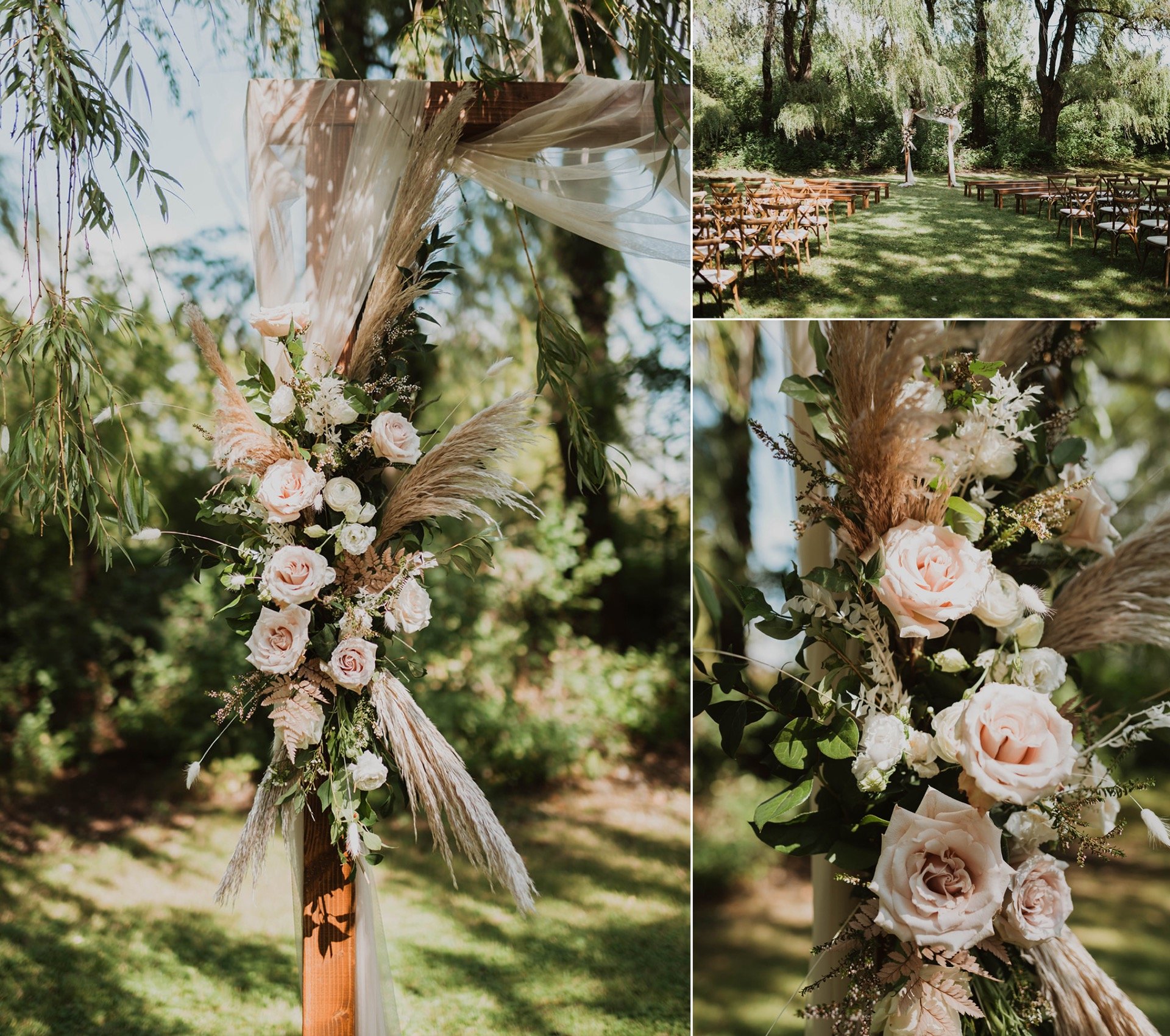 boho mauve wedding with dried florals &amp; dahlias