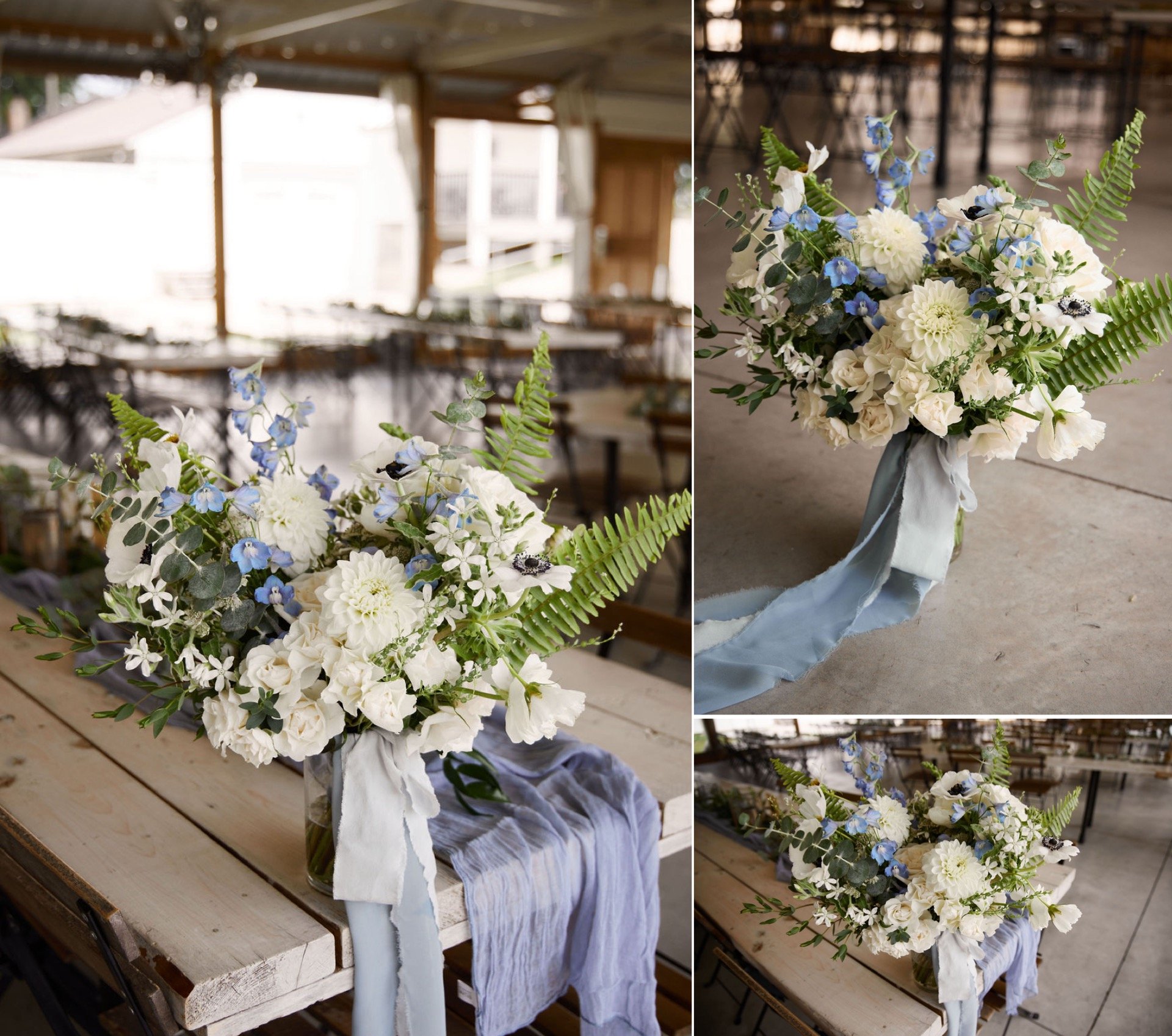 Legacy Hill Farm Wedding | White &amp; Blue Flowers | de Vasco Daughters