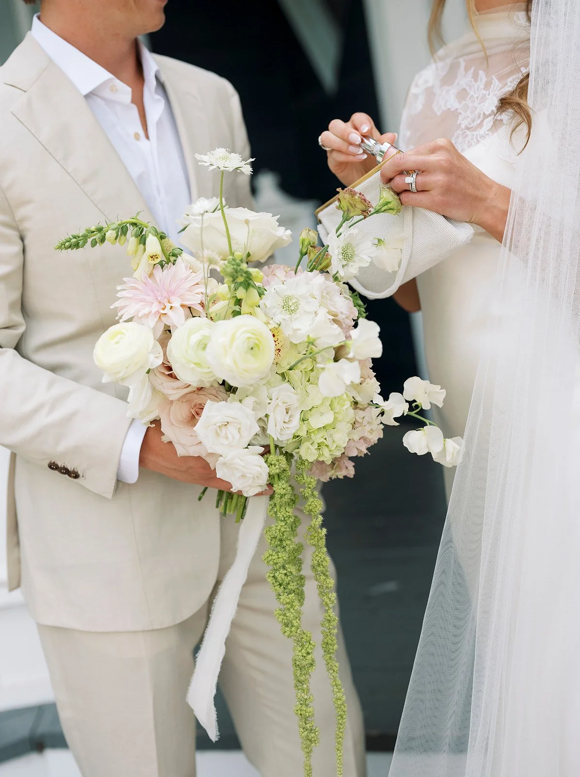 green and pink modern bridal bouquet - amanda nippoldt photography