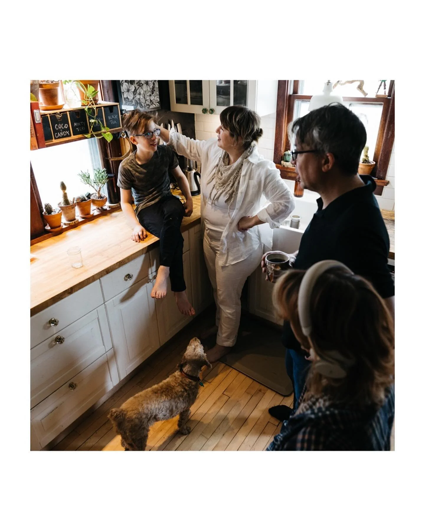 I got to hang out with the Gagnons for a couple hours, in their house full of art + quilts, following them around as Sarah + Dave convinced their teenage children to move from room to room and show me some of their favorite things and spaces. There a
