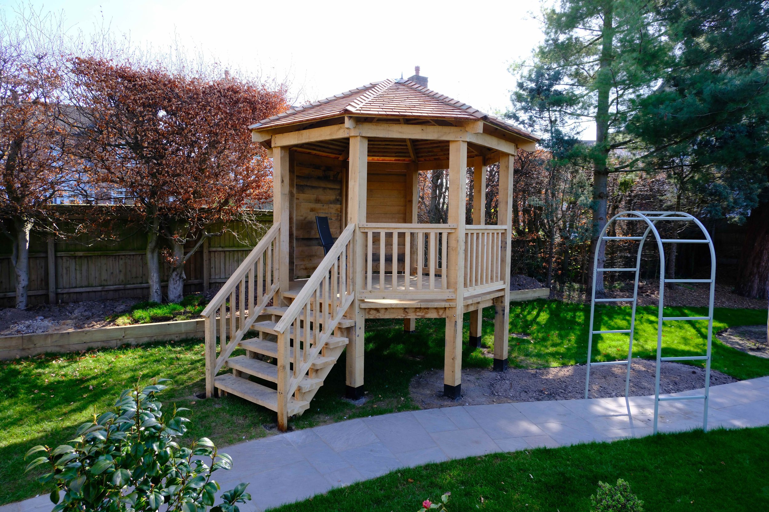 Elevated Gazebo in Oak with Cedar Shingle Roof