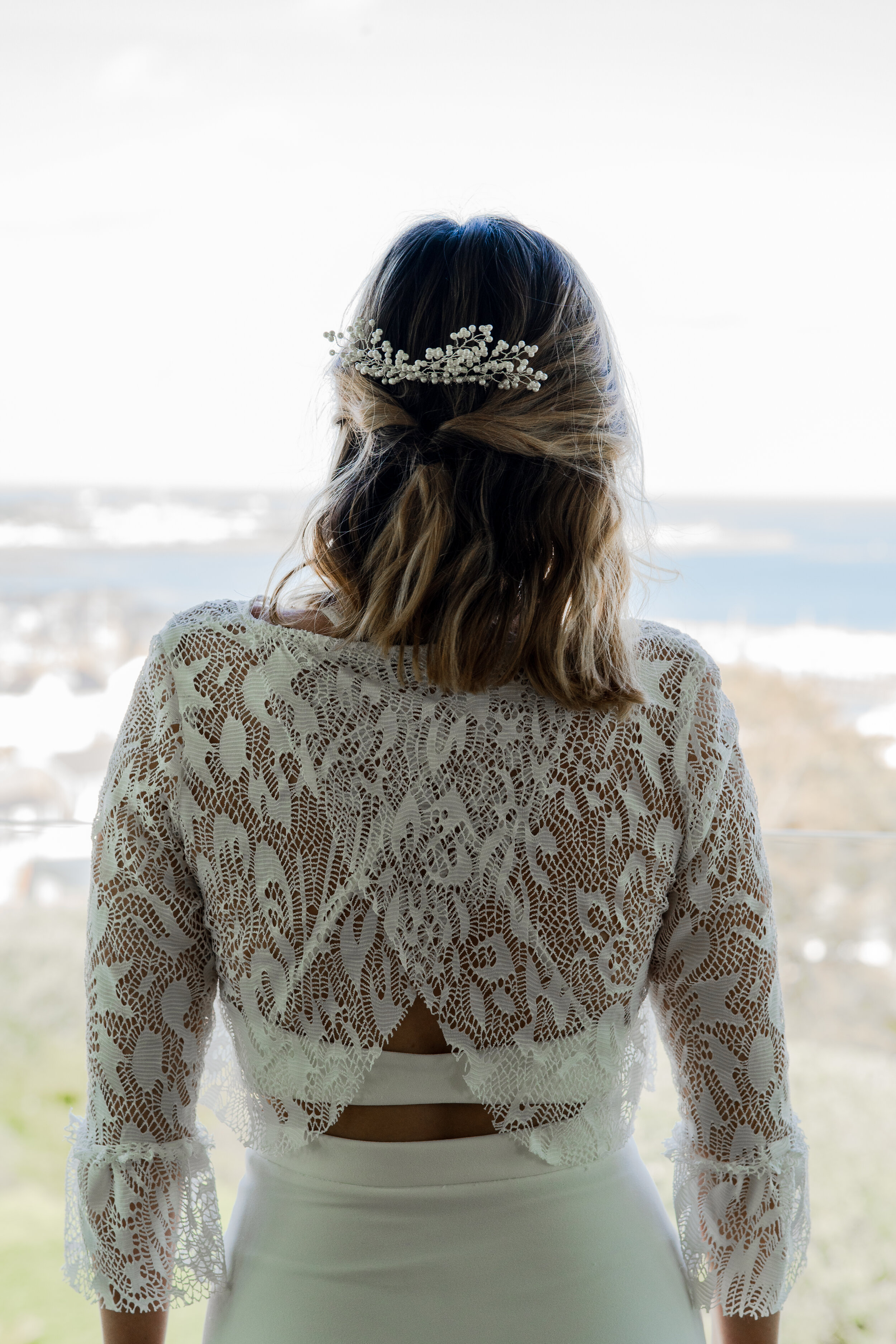 Isla lace bridal crop top The Boho Bride