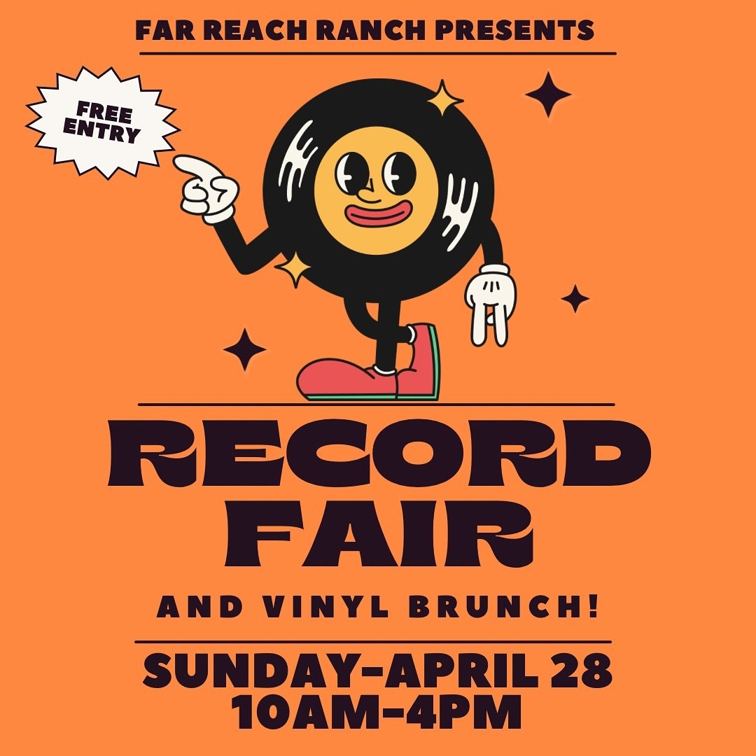 🎶Record Fair at Far Reach Ranch 🎶 

📅 Sunday, April 28 from 10-4
🎶Record vendors with new, used and vintage vinyl for sale!
🎧DJ spinning only vinyl beats!! 
🫐Blueberry Upick
🍳 Brunch menu at our food truck 
🍹 Brunch cocktails and full bar
🚜 