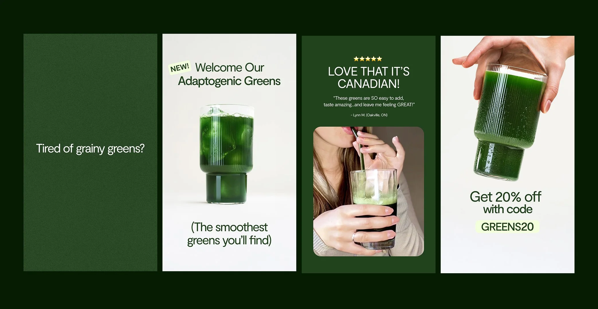 2025 Landish Foods Adaptogenic Greens Launch Campaign - Social Design