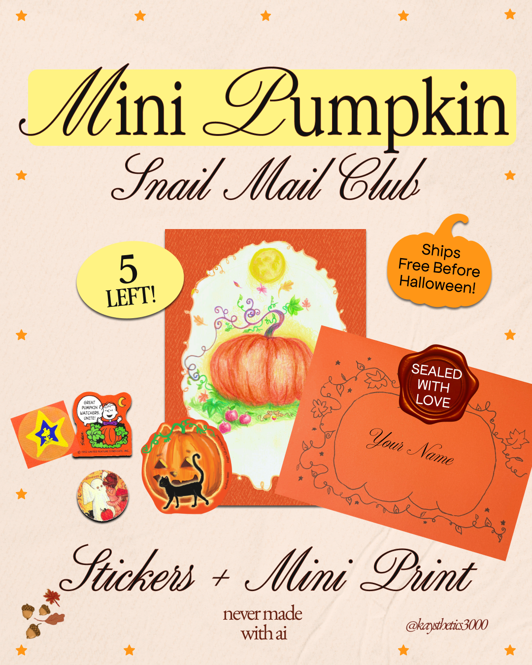 2026 Mini Fall Mail Club 🍂🎃💌  Only 5 Available Snail Mail Bundles left 🕯️ A Cozy Fall Snail Mail Club for Fall.