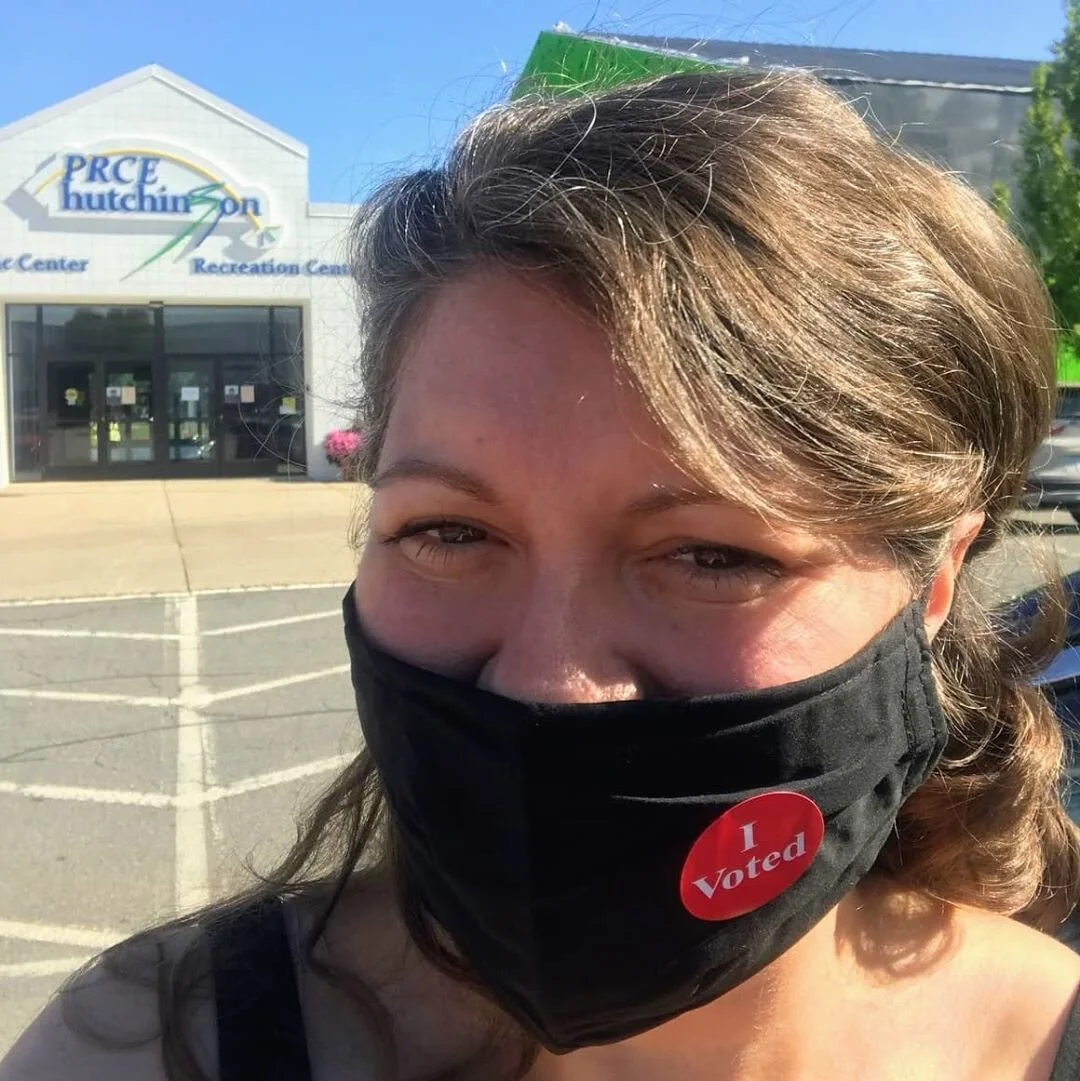 Morgan Baum for Mayor of Hutchinson goes to vote in Primary 2020