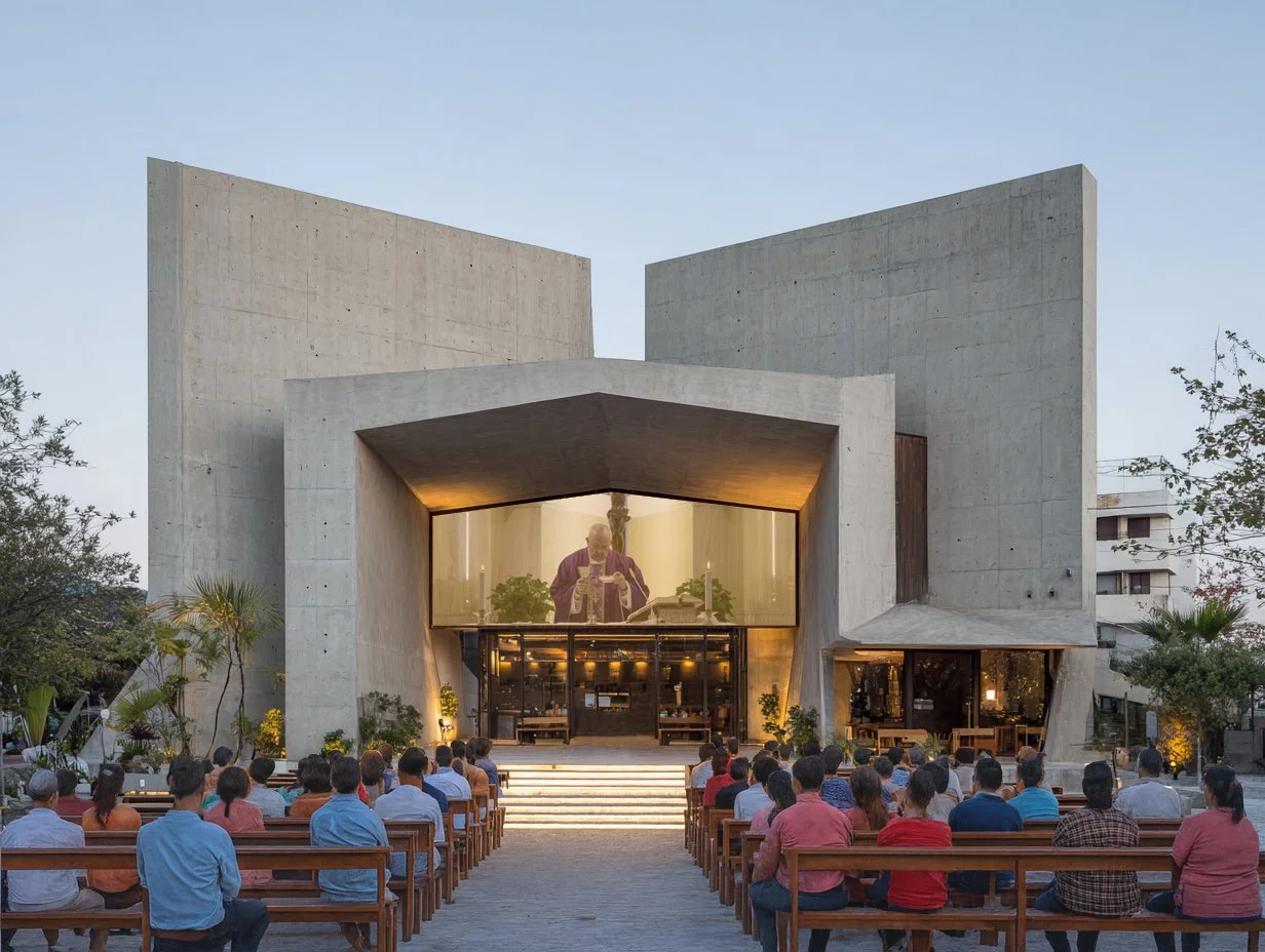 Una capilla como hito a la comunidad, pensada para crecer con la comunidad sin incrementar innecesariamente el área construida.