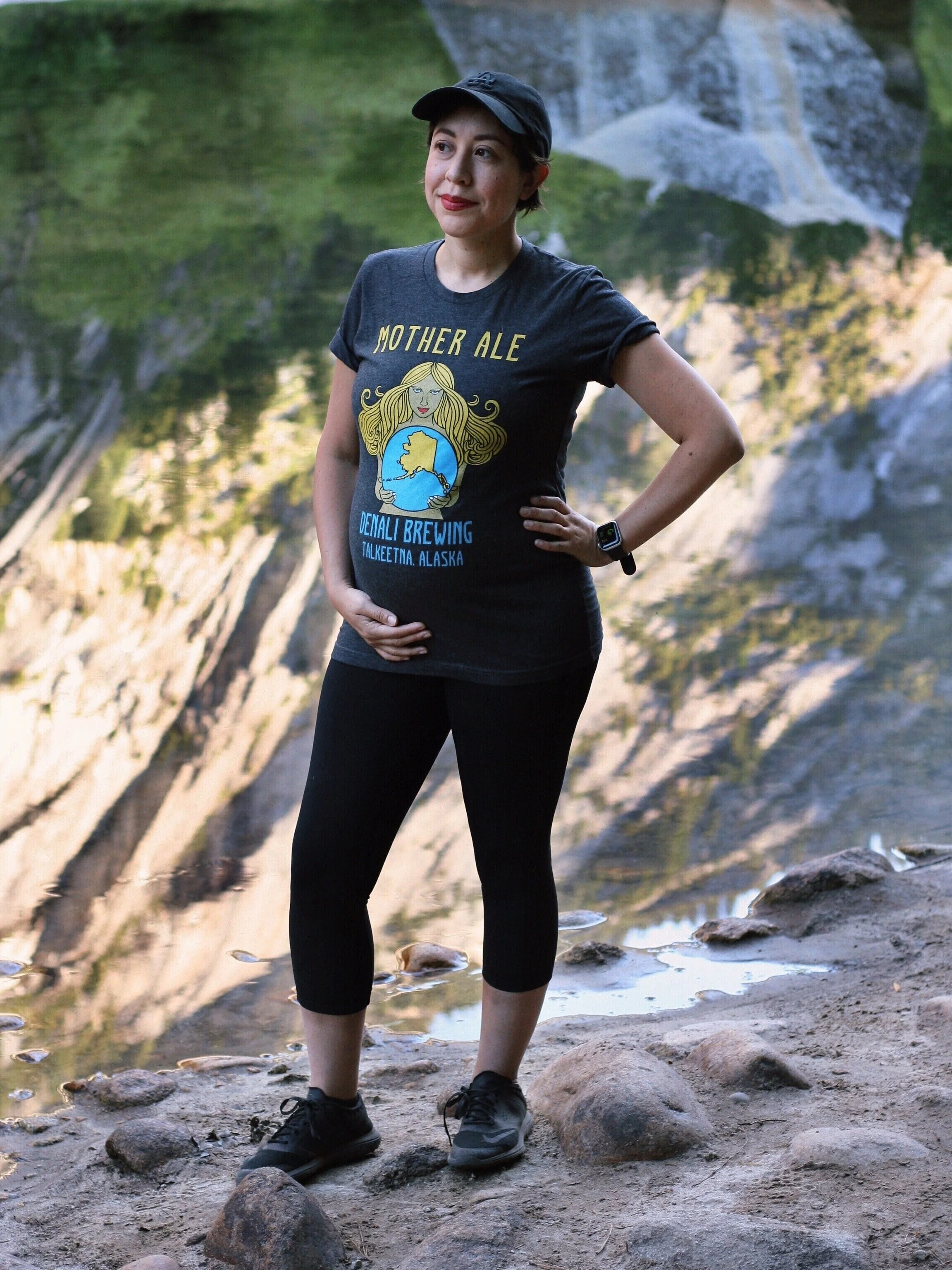 Second trimester (22 weeks): Hiking around Mirror Lake Trail at Yosemite National Park.