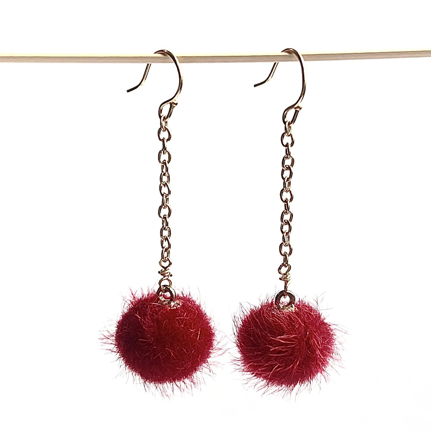Pom Pom Earrings with Swarovski Bead – loveshinescreates