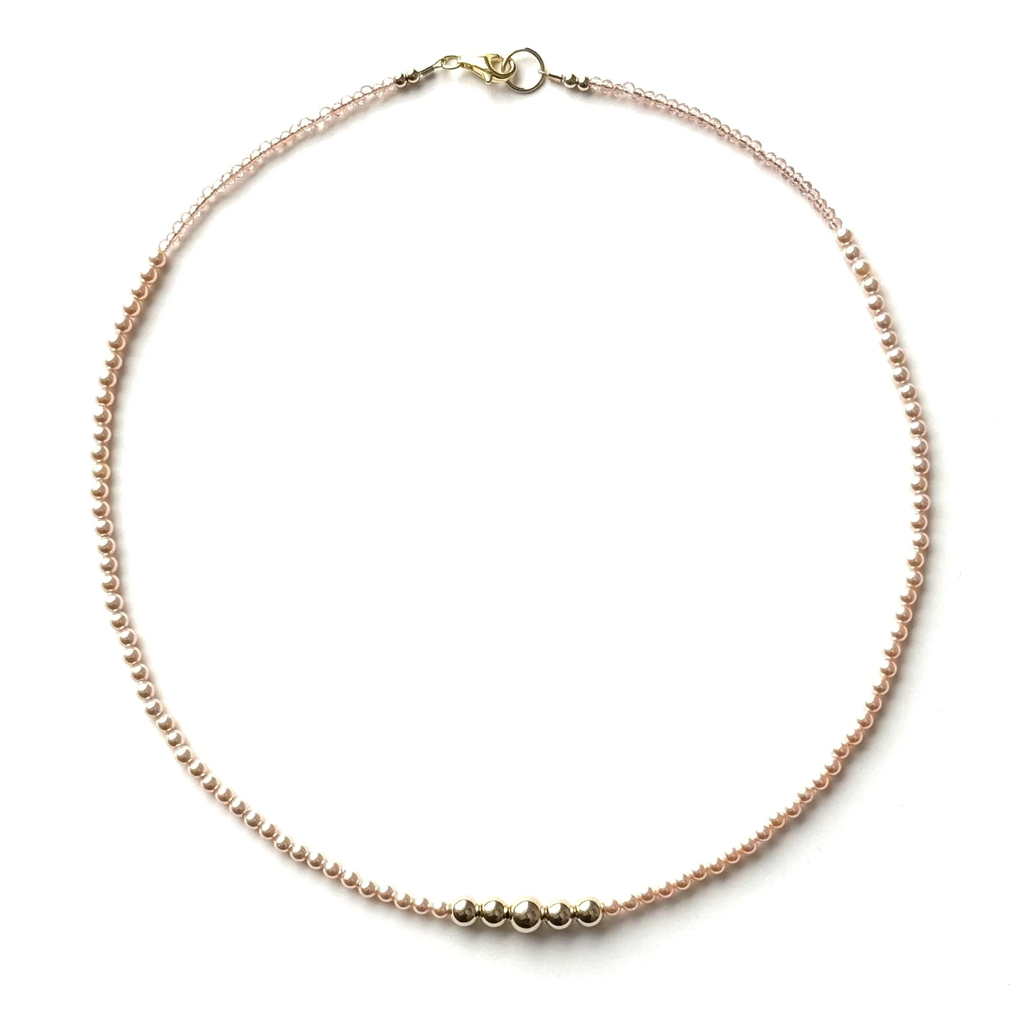 Delicate Pink Pearls with Gold Filled Beads Necklace