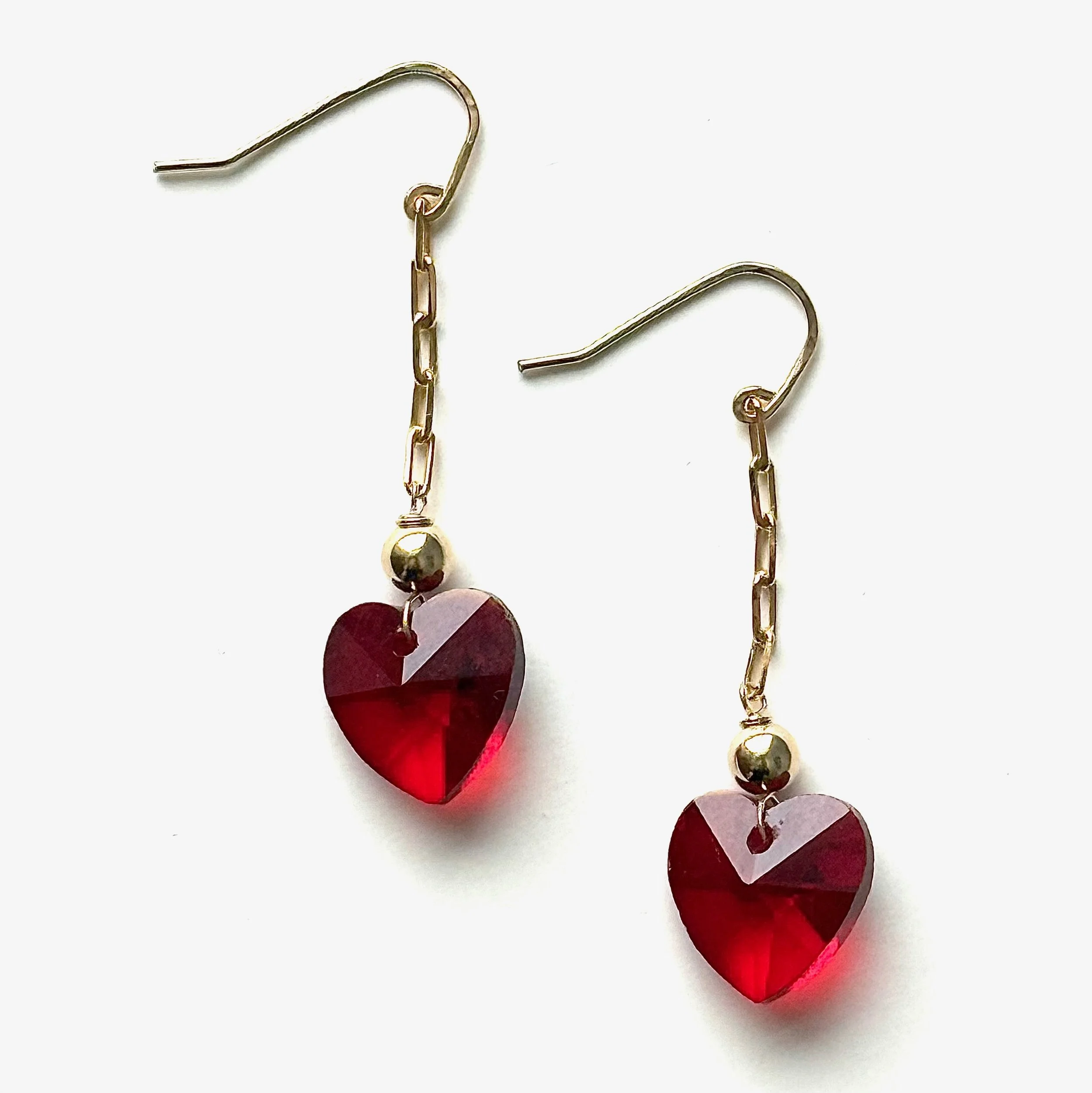 Cherry Red Swarovski Crystal Heart Earrings
