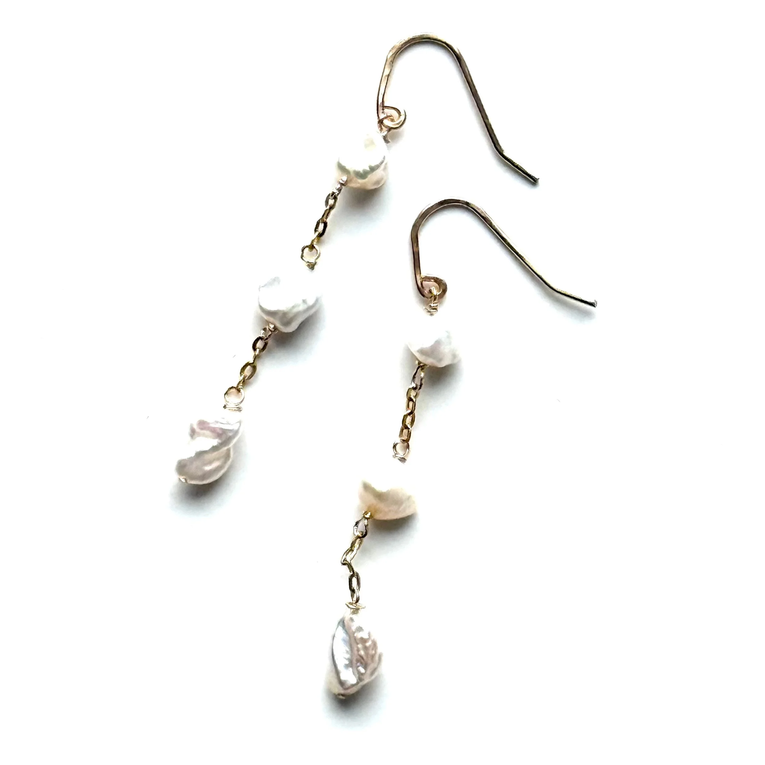 Fresh Waterfall Pearl Earrings