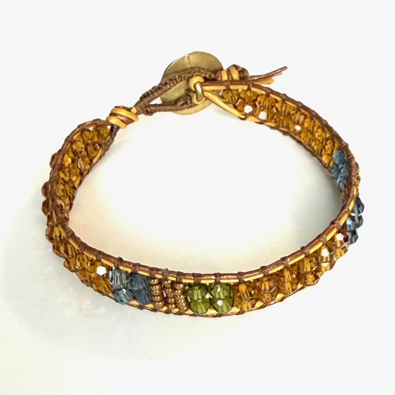 Swarovski Crystal Single Wrap Bracelet Golden Field