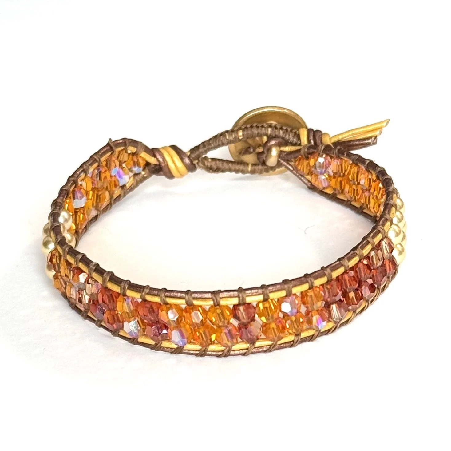 Swarovski Crystal Single Wrap Bracelet Sunset Gold