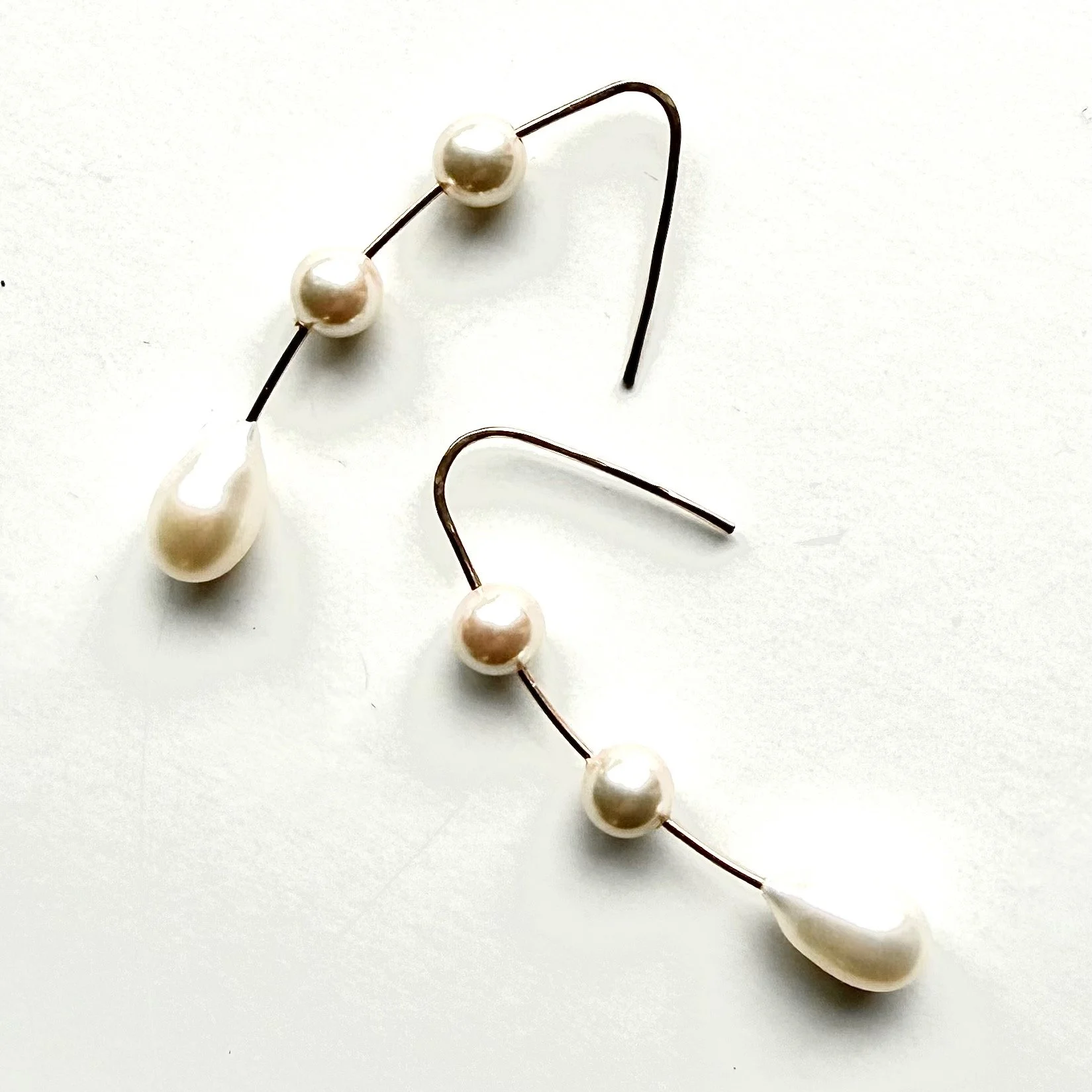 White Pearl Cascade Earrings