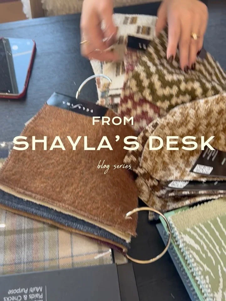 From Shayla&rsquo;s Desk: March

Better late than never🙃 Here&rsquo;s what we&rsquo;ve been up to!

1) There is truly nothing like some new fabric samples - starting with this gorg fabric for drapes
2) Buy yourself the flowers
3/4/5/6) WWHQ updates.