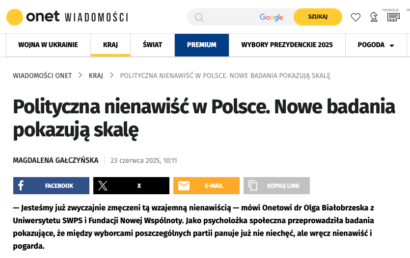 TVN24, Polsat News i Onet mówią o naszym badaniu polaryzacji