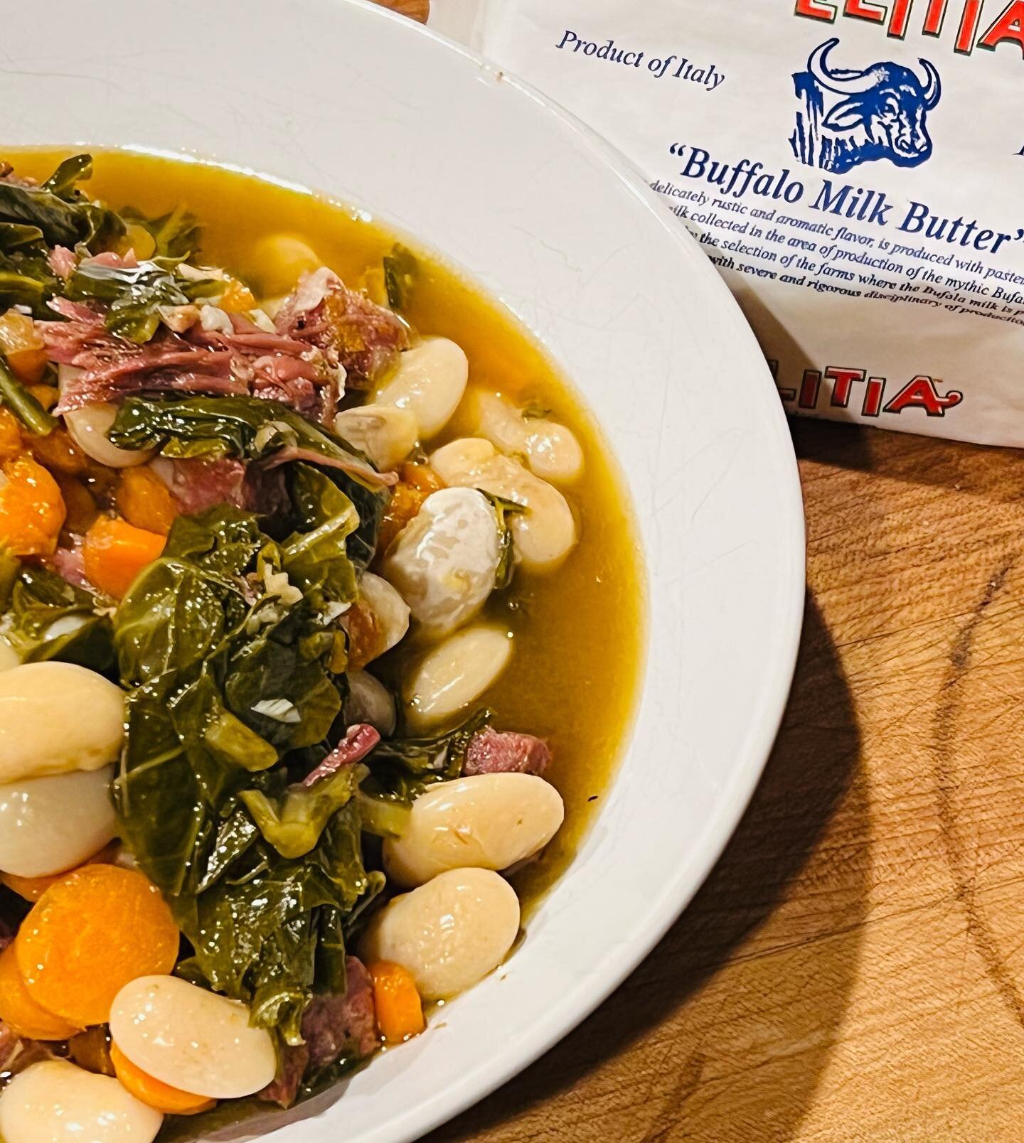 What Chefs Cook for Dinner: It looks like a peasant dinner, but I promise it tastes like pure luxury. @tomaterofarm Collard Greens &amp; Carrots | @canteenmeats Salami | @iacopifarms Butterbeans #chefdinner #braiseitbitch #glutenfree #greens #flavoro