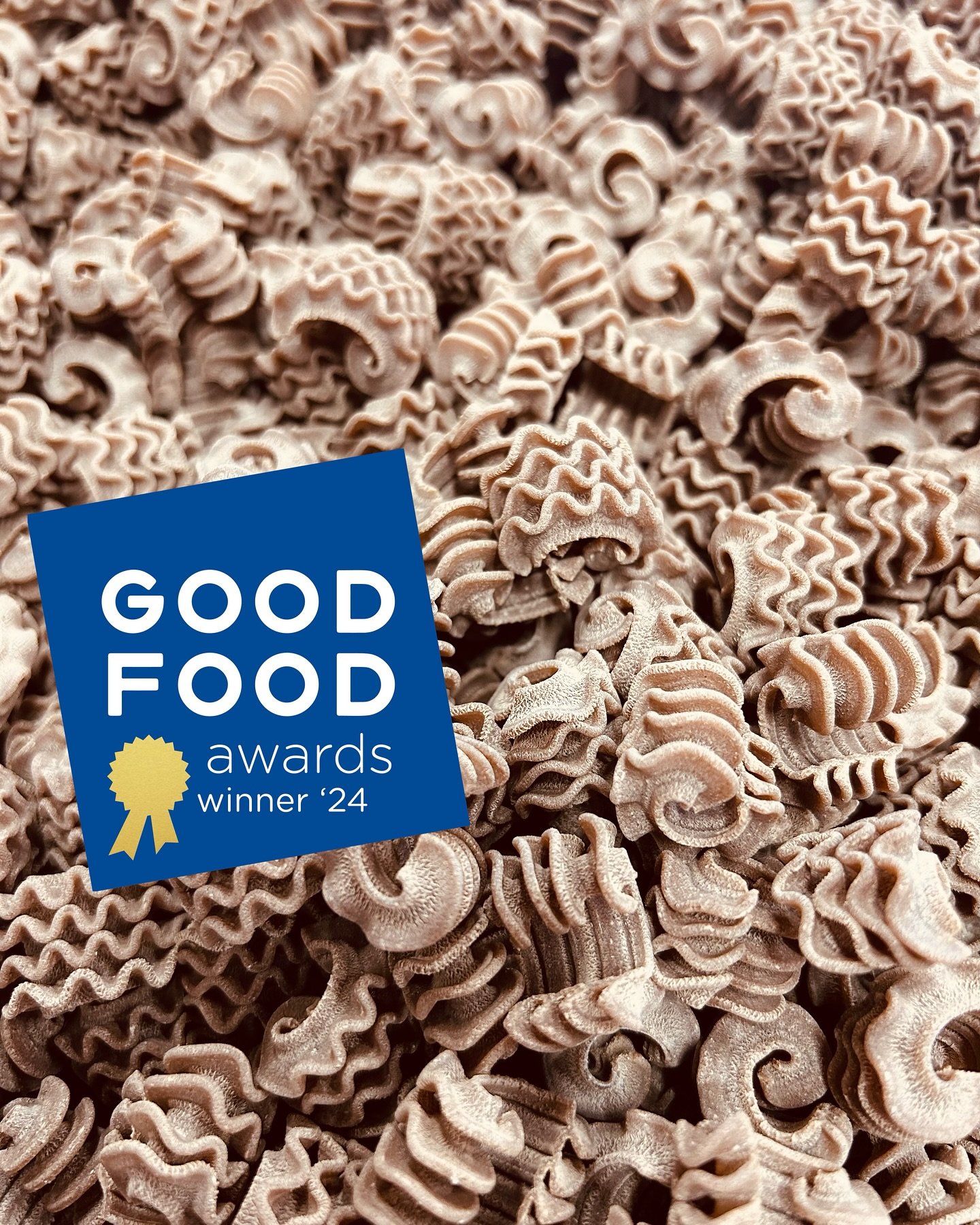 Have you heard the good news friend?  Our Porcini Radiatore won a Good Food Award this year from @goodfoodfdn, one of only 7 pastas in the whole country.  We&rsquo;re so honored, and even MORE honored when you choose to serve it on your dinner table!