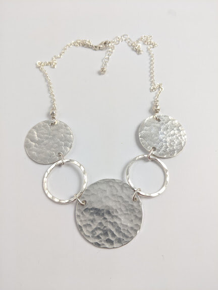 N0528 Hammered Disc Necklace (18”) – Reventia Sterling Designs