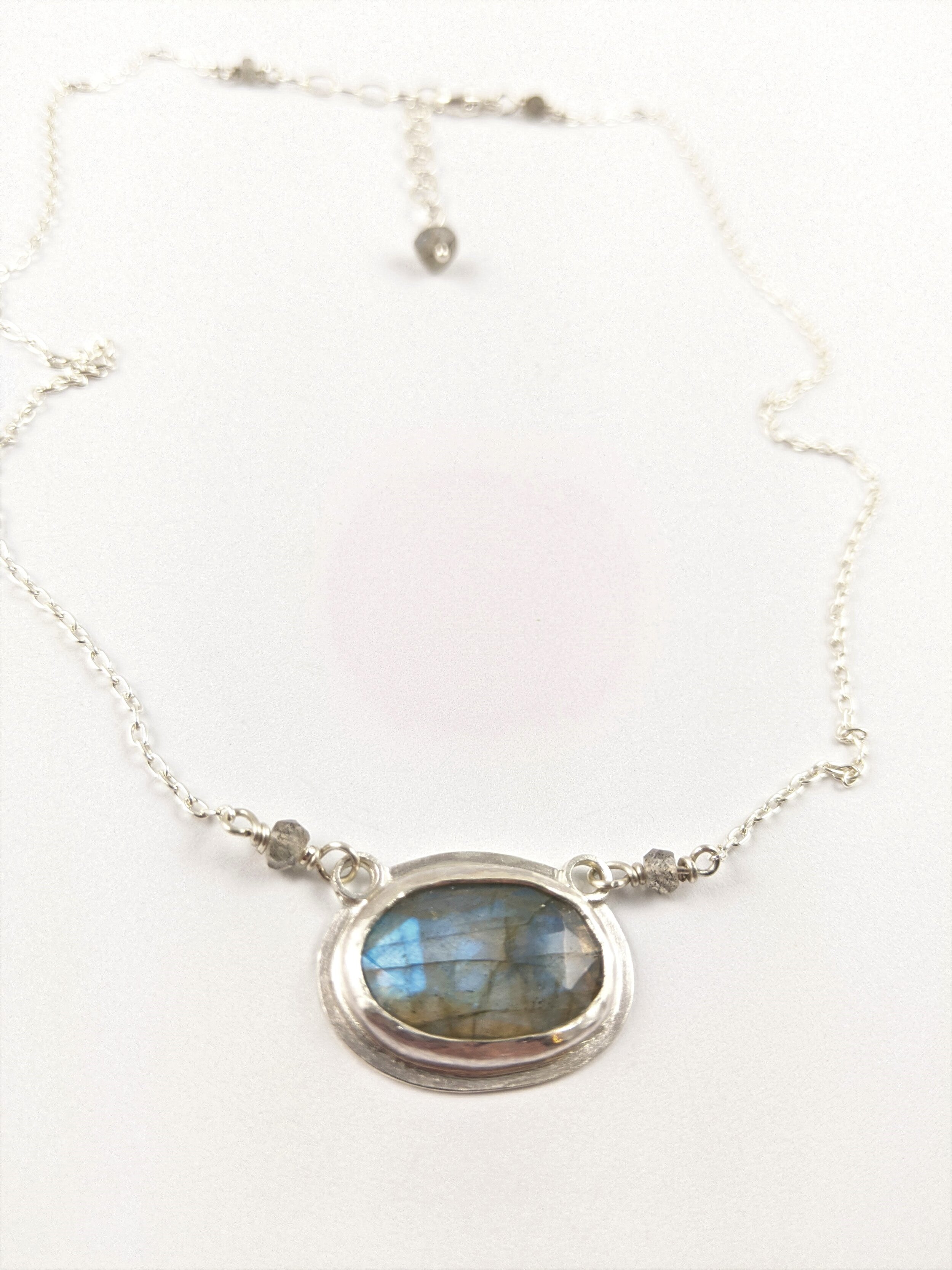 Labradorite Pendant, Blue gemstone jewellery, sterling silver necklace -  Handmade Jewellery UK Odissa