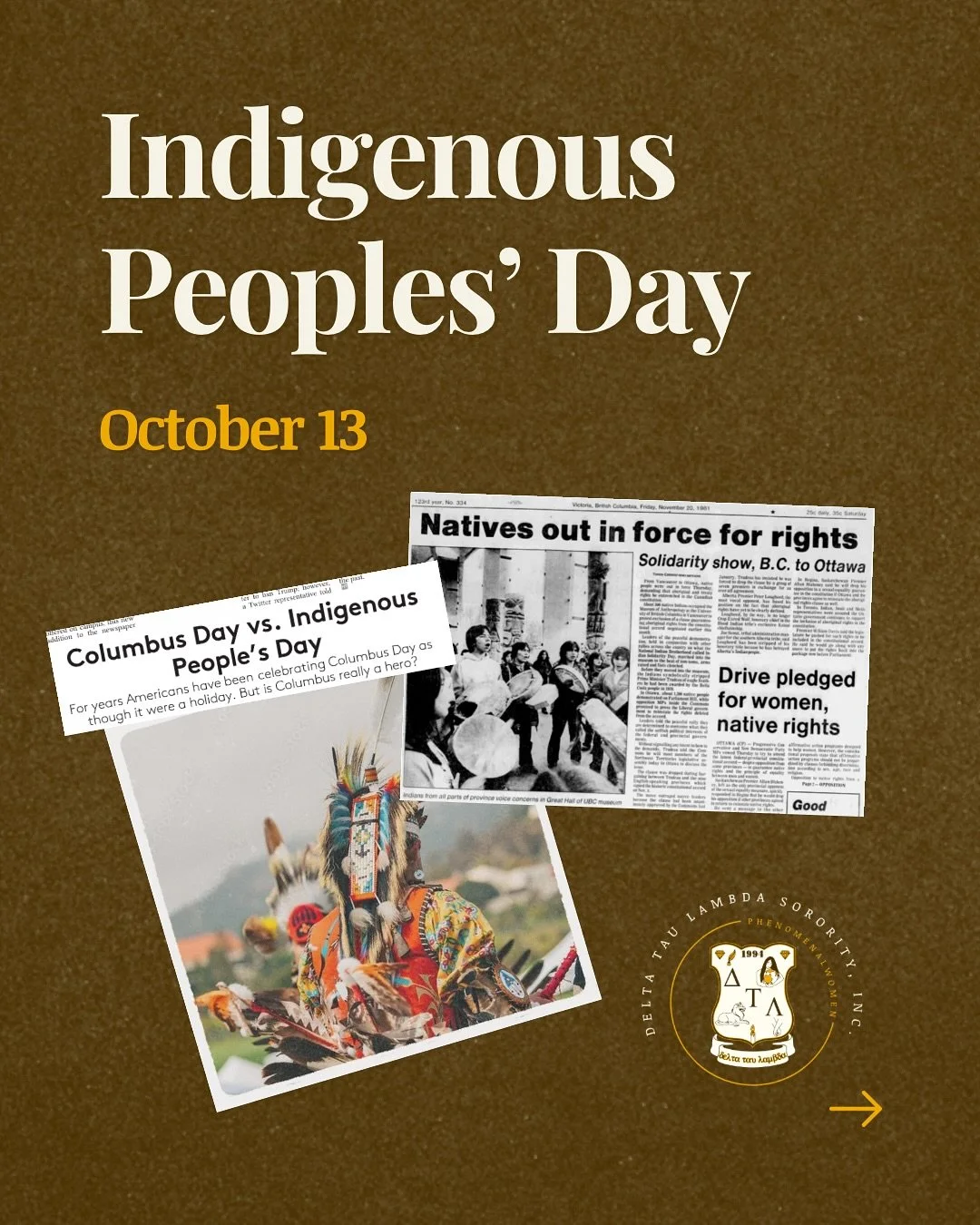 🌿Celebrating Indigenous Peoples&rsquo; Day

🤎 On behalf of Delta Tau Lambda Sorority, Inc., today we come together to honor and celebrate the rich cultures, histories, and contributions of Indigenous peoples across the nation. Grounded in unity and